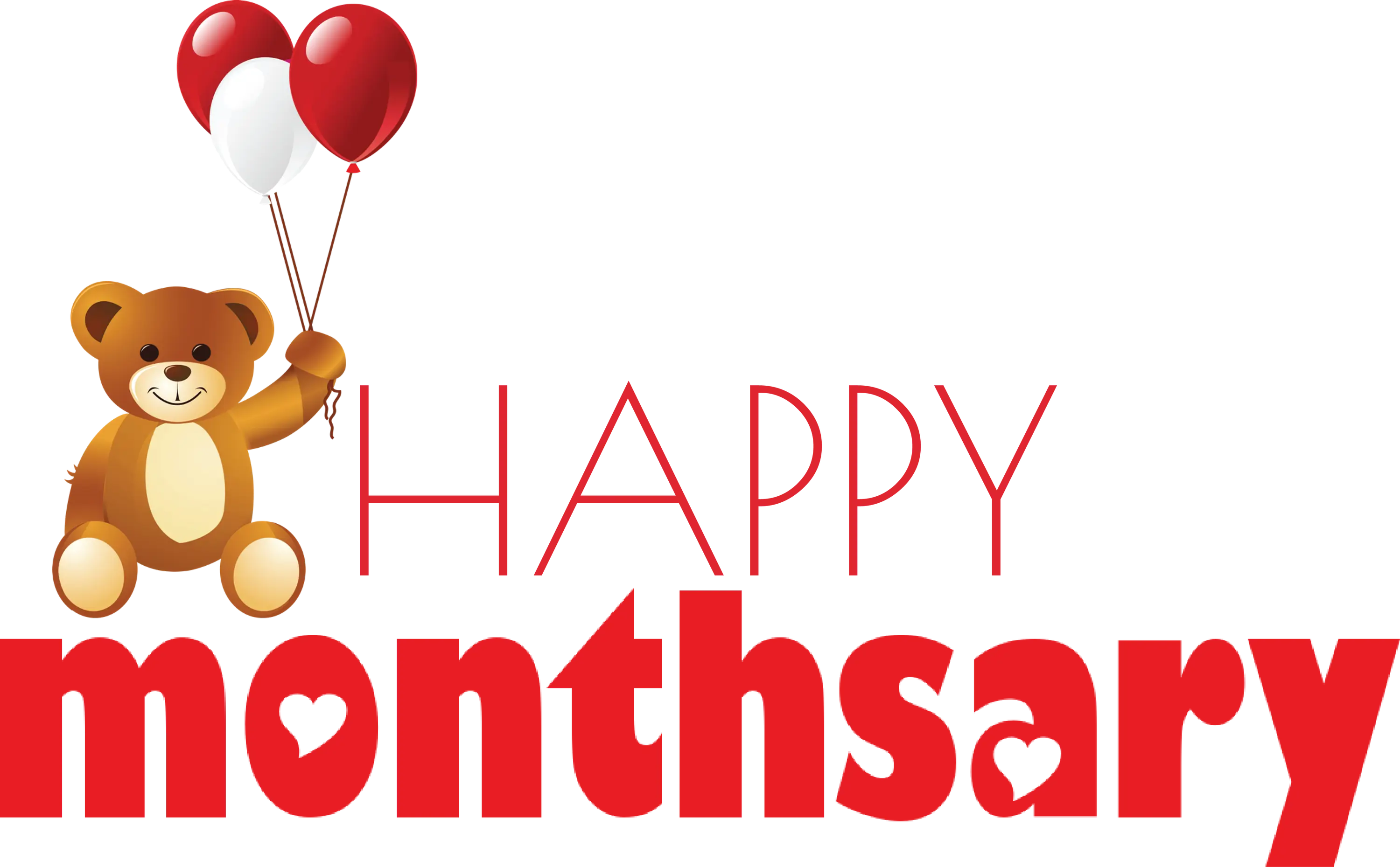 Happy Monthsary Card with Teddy and Balloons