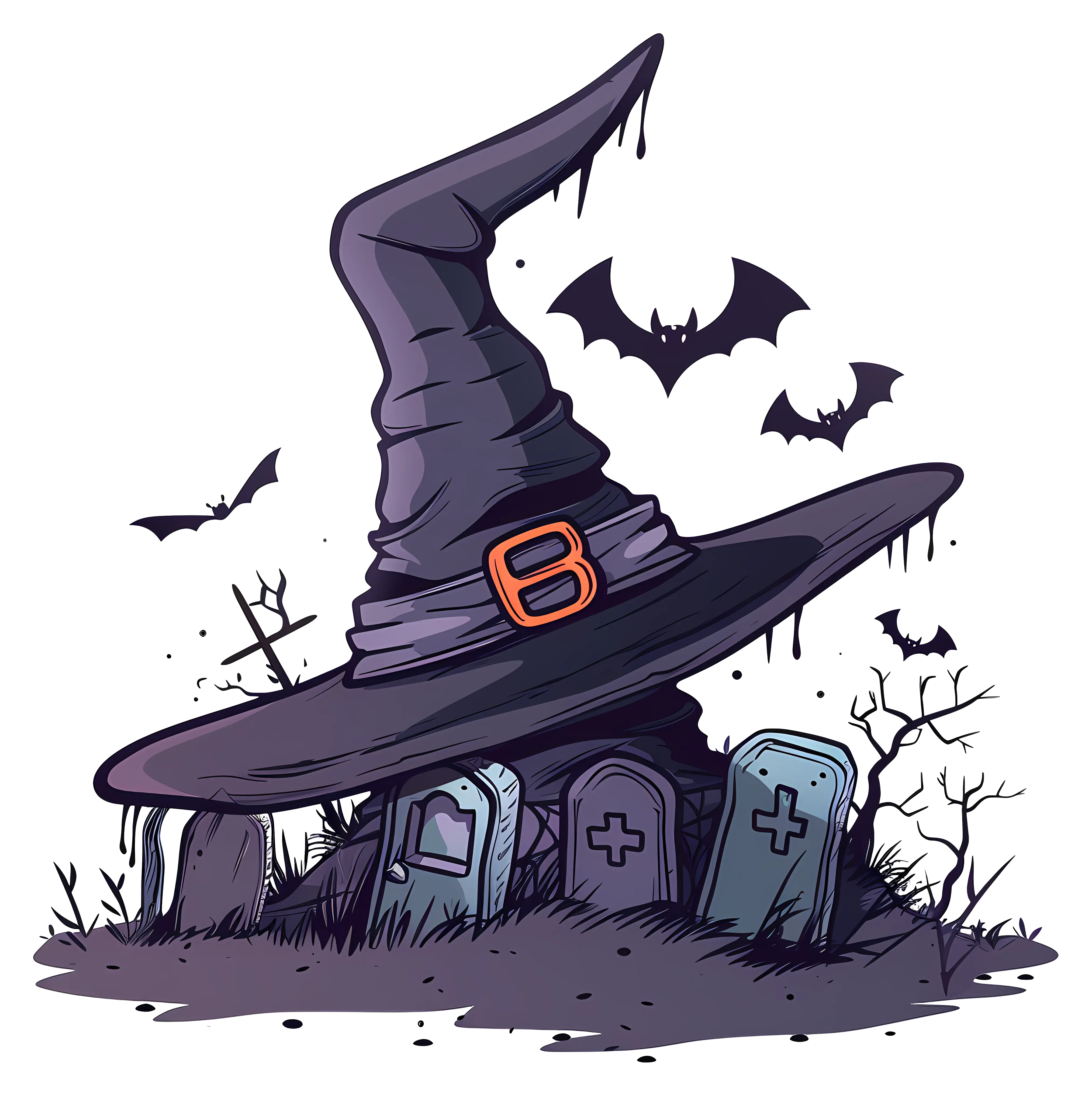 Spooky Witch Hat in Graveyard