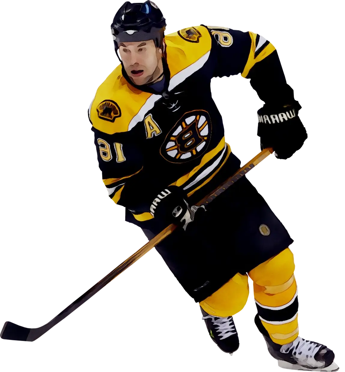 Ice Hockey Player in Action with Stick