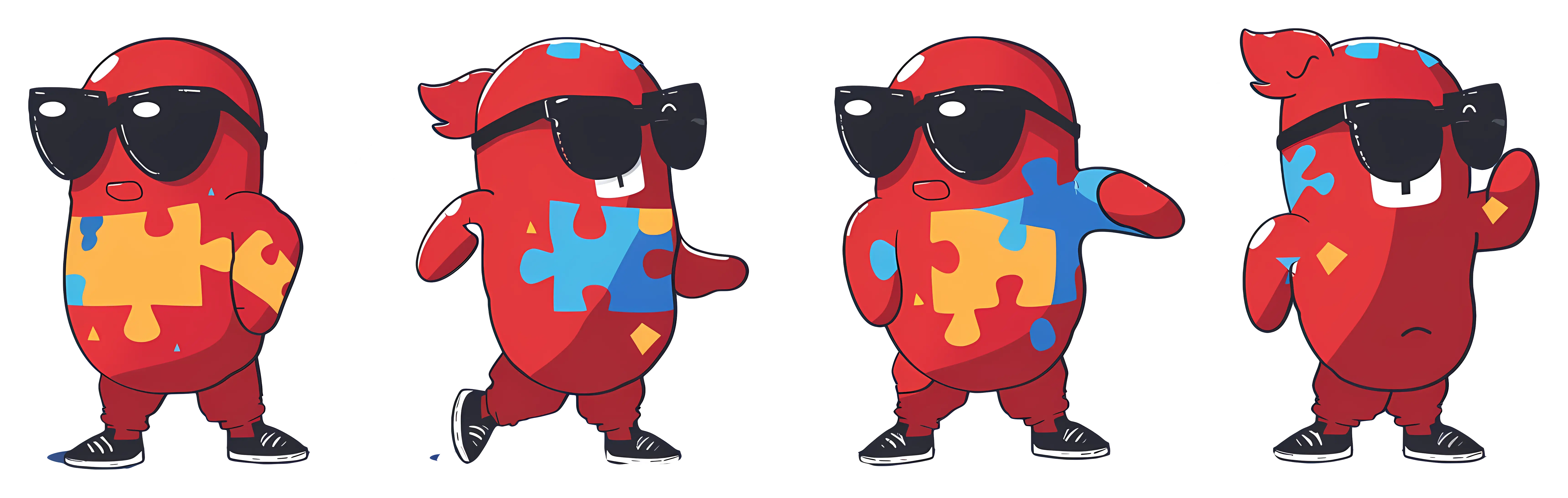 Puzzle Piece Red Cartoon Characters