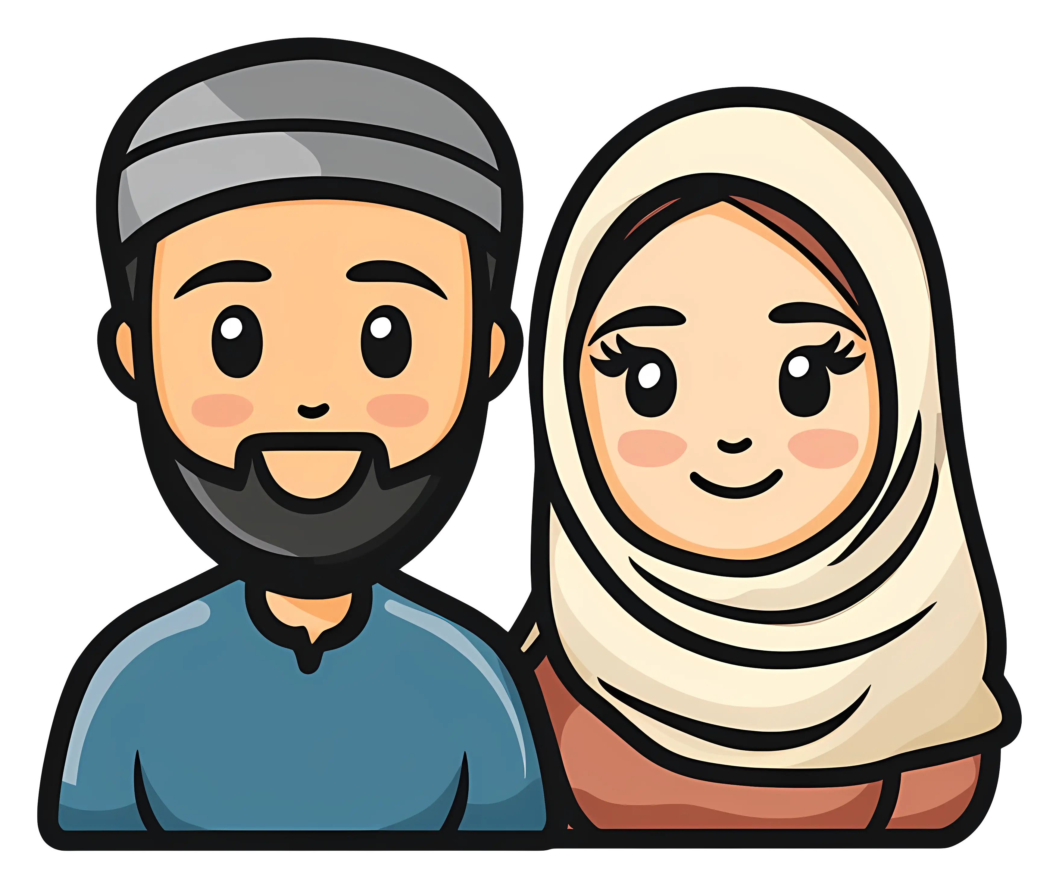 Cartoon Muslim Couple Illustration
