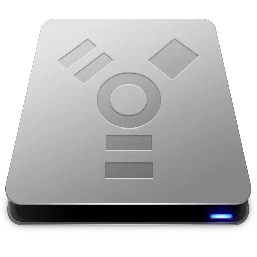 Silver Hard Drive with Geometric Logo
