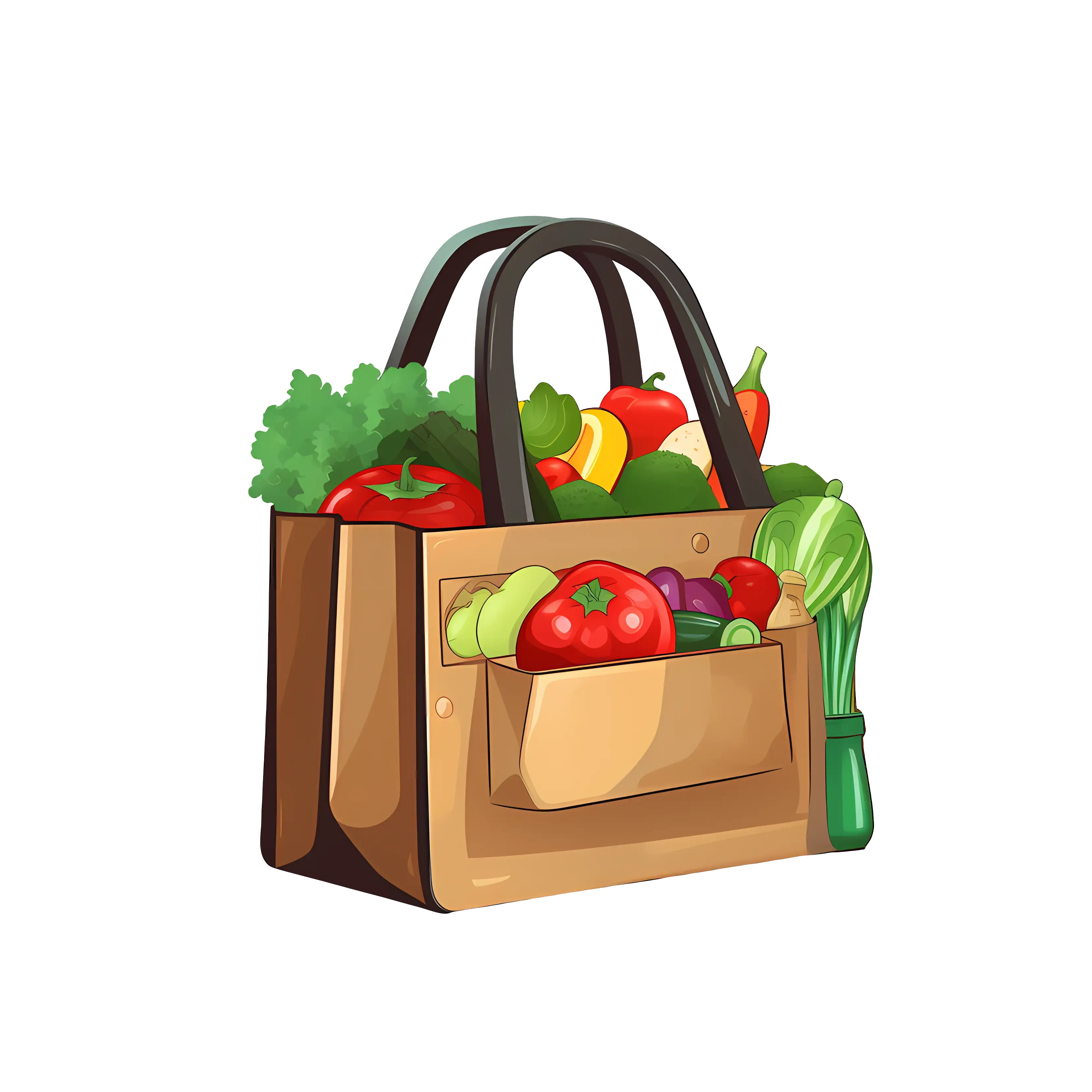 Grocery Bag Filled with Fresh Vegetables
