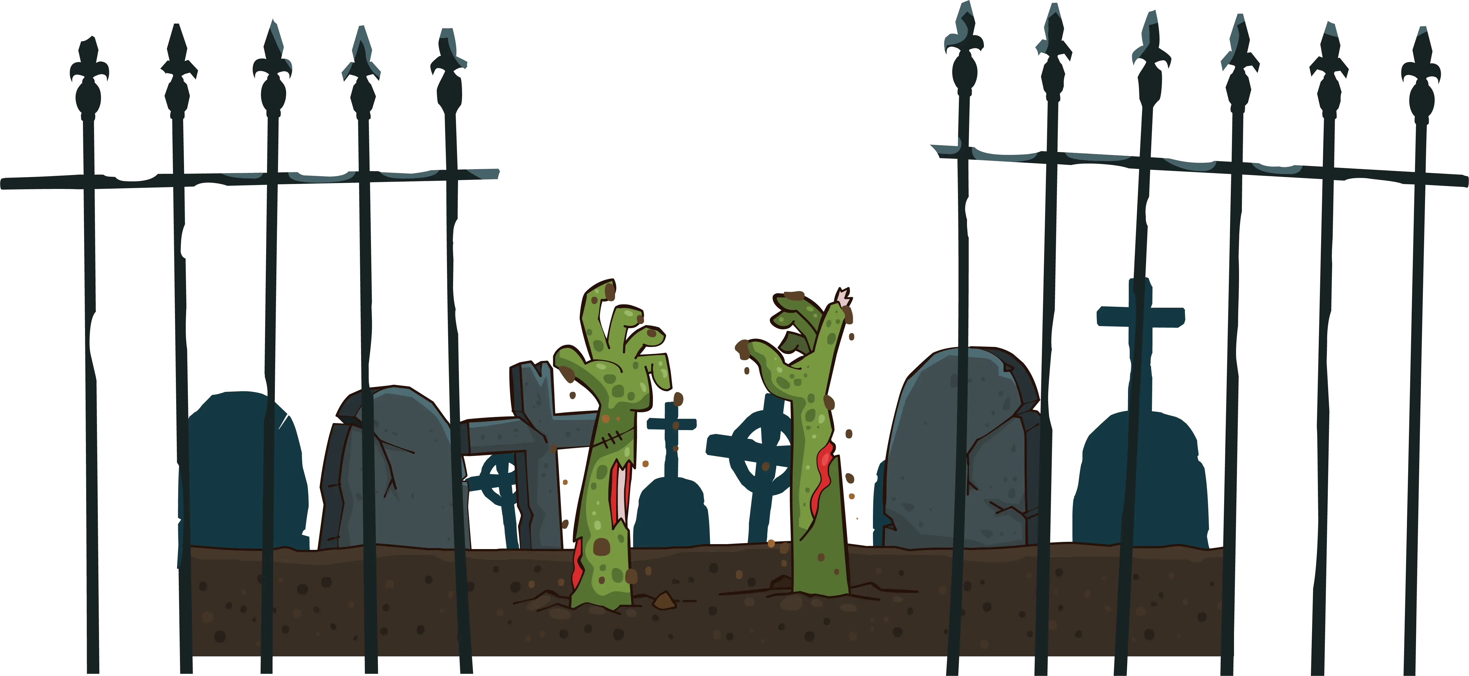 Zombie Hands Rising from Graveyard