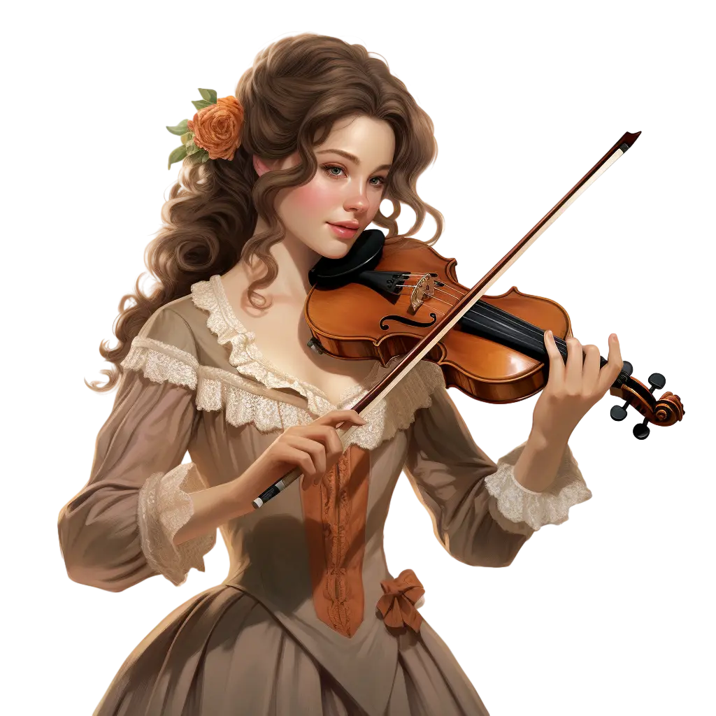 Elegant Woman Playing Violin in Classical Dress