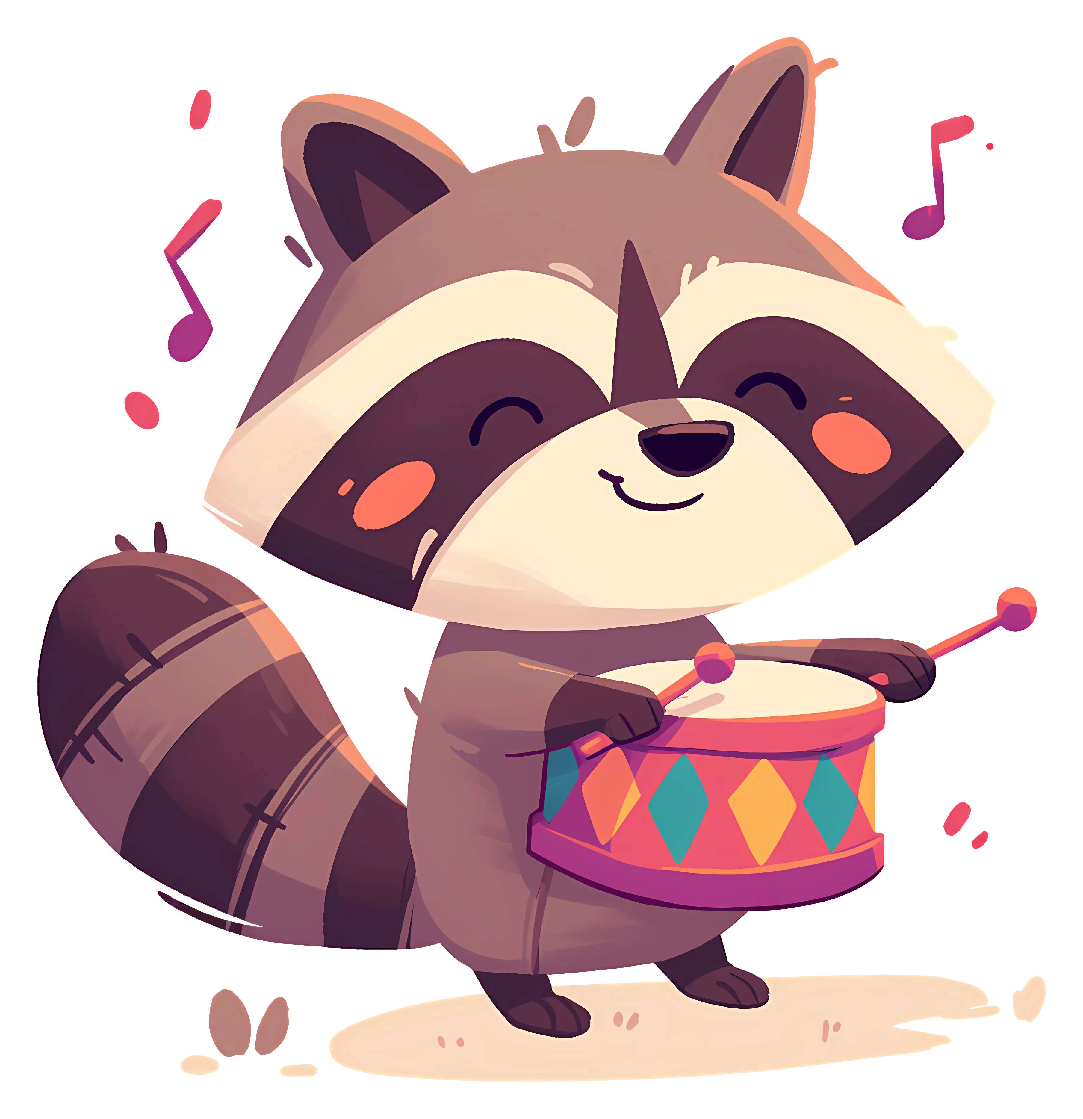 Raccoon Playing Drum