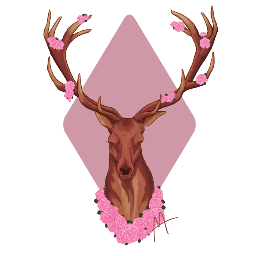 Deer with Flowers Illustration