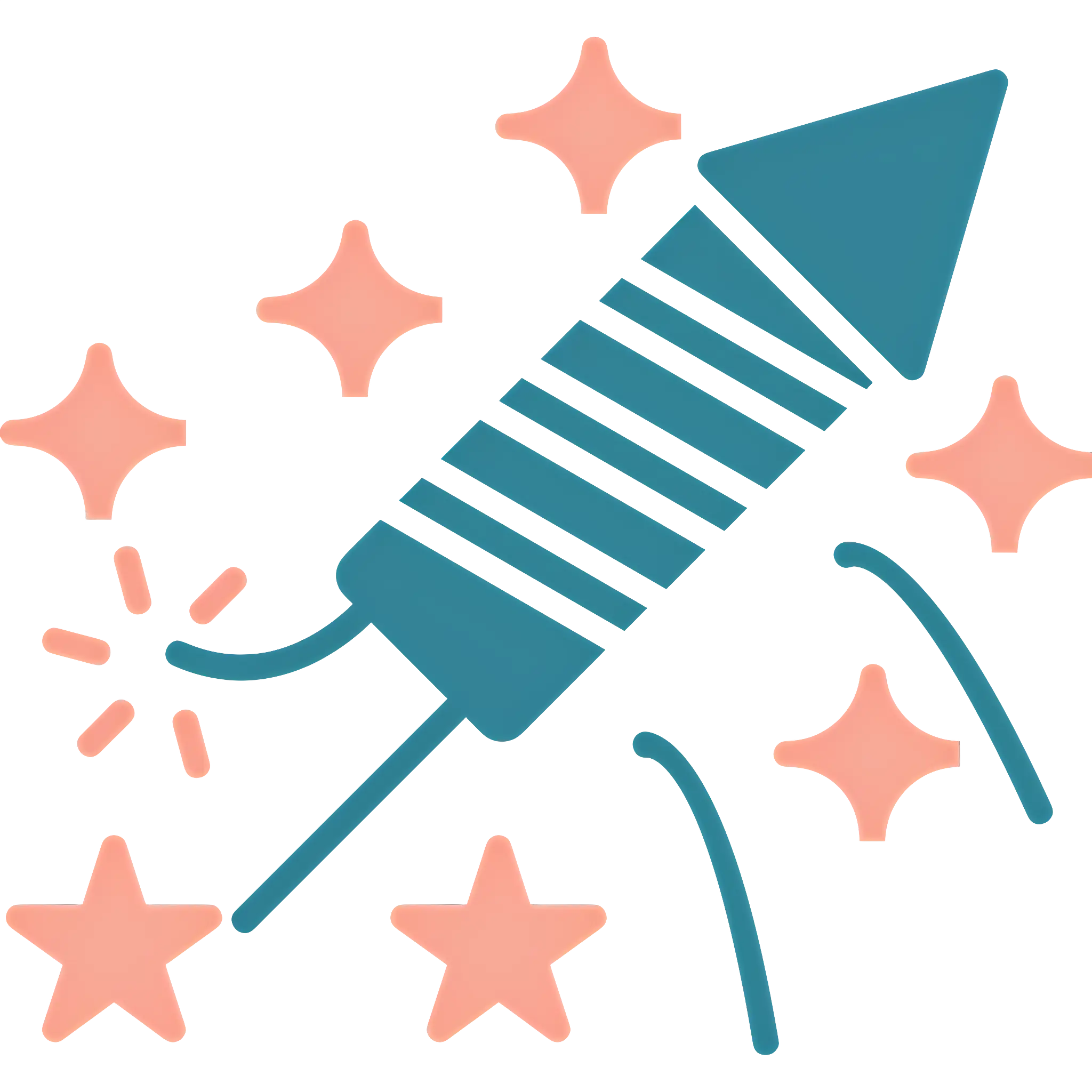 Blue Rocket with Stars