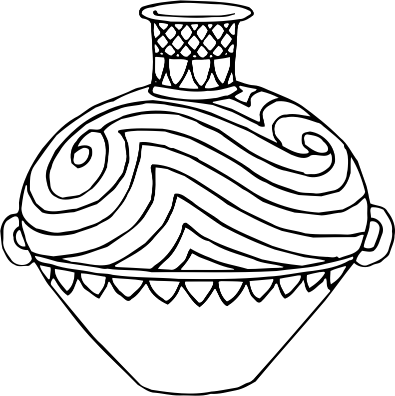 Black and White Patterned Vase Drawing