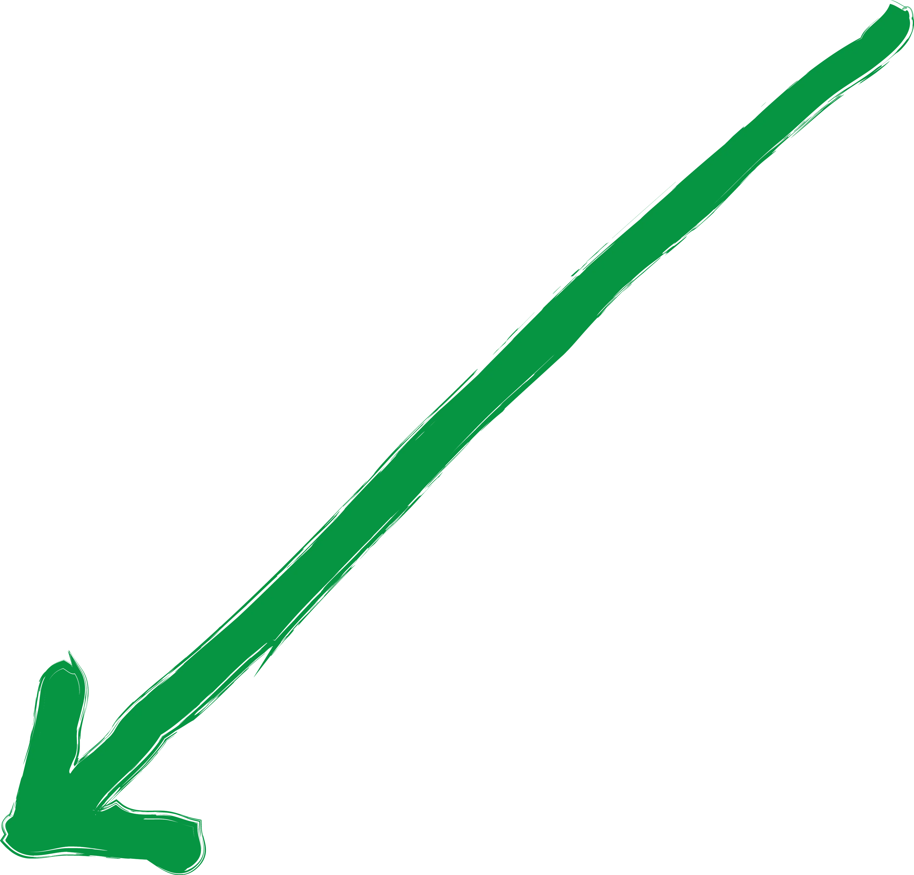 Green Arrow Pointing Down Left