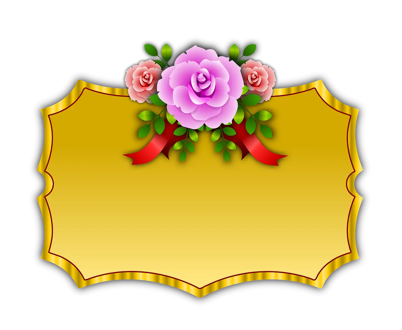 Decorative Golden Label with Floral Design