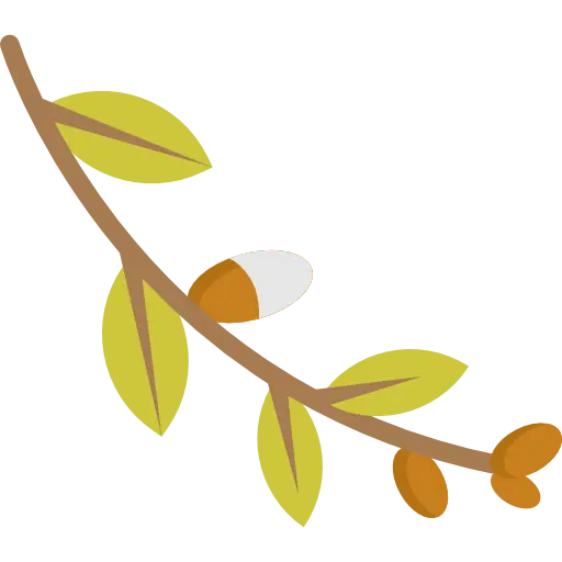 Autumn Branch with Leaves and Acorns