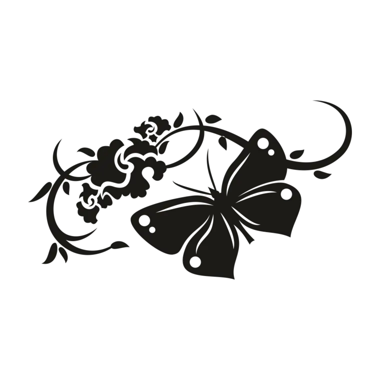 Butterfly and Floral Silhouette Illustration
