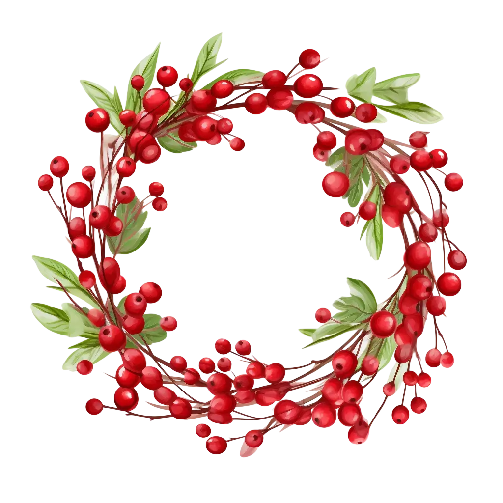 Red Berry Holiday Wreath Illustration