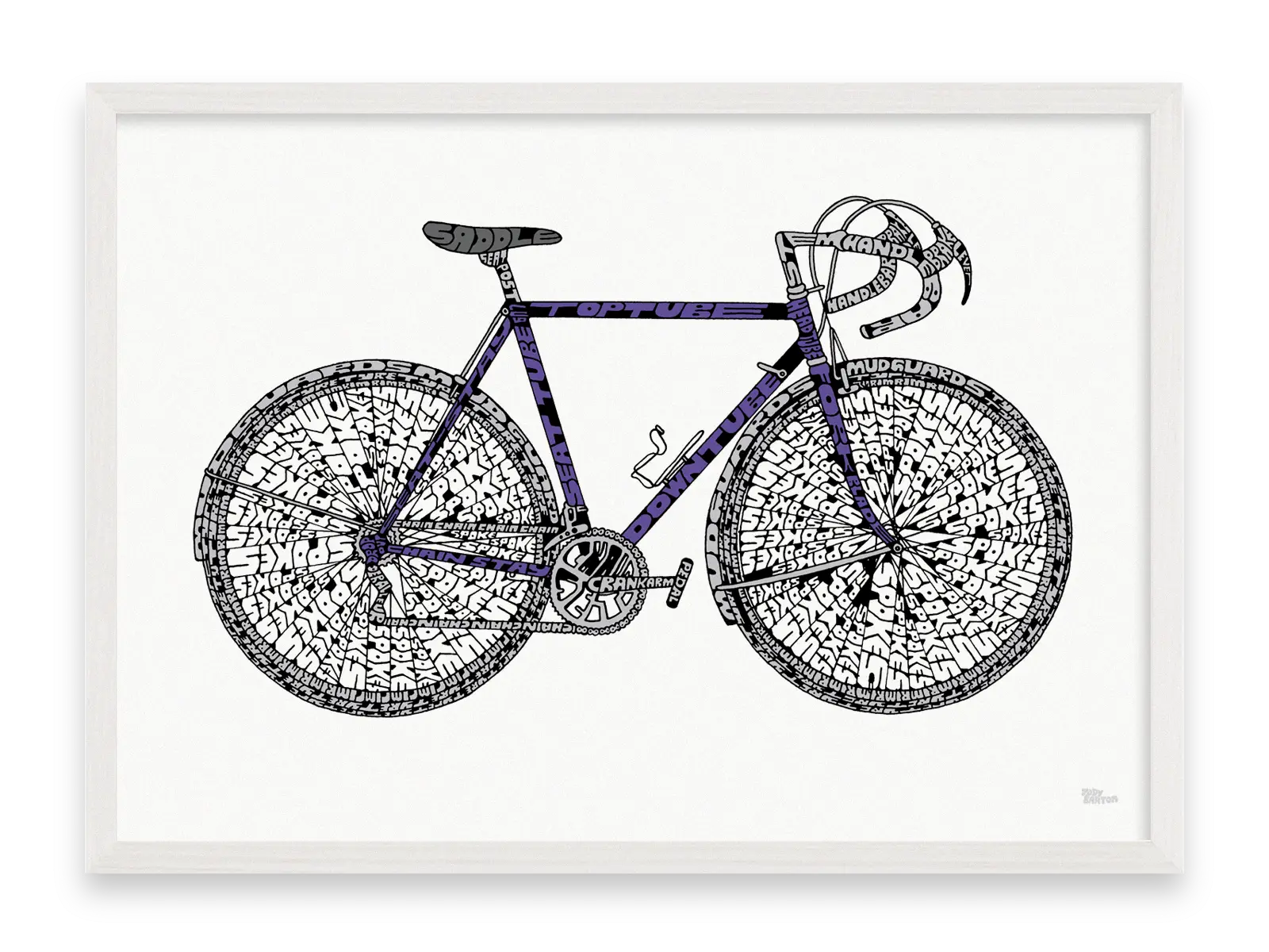 Detailed Black and White Bicycle Illustration