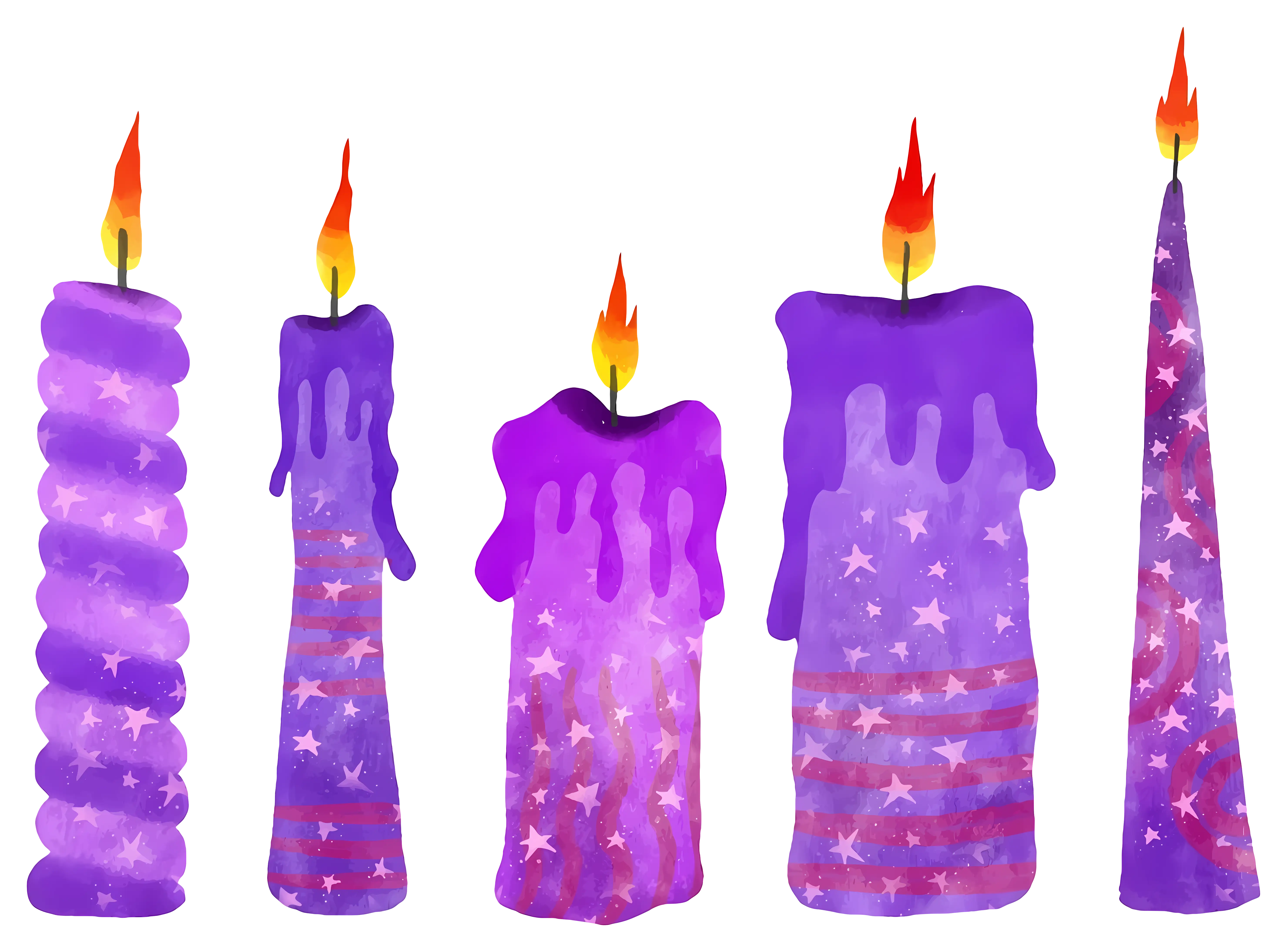 Set of Purple Decorative Candles for Festive Decor