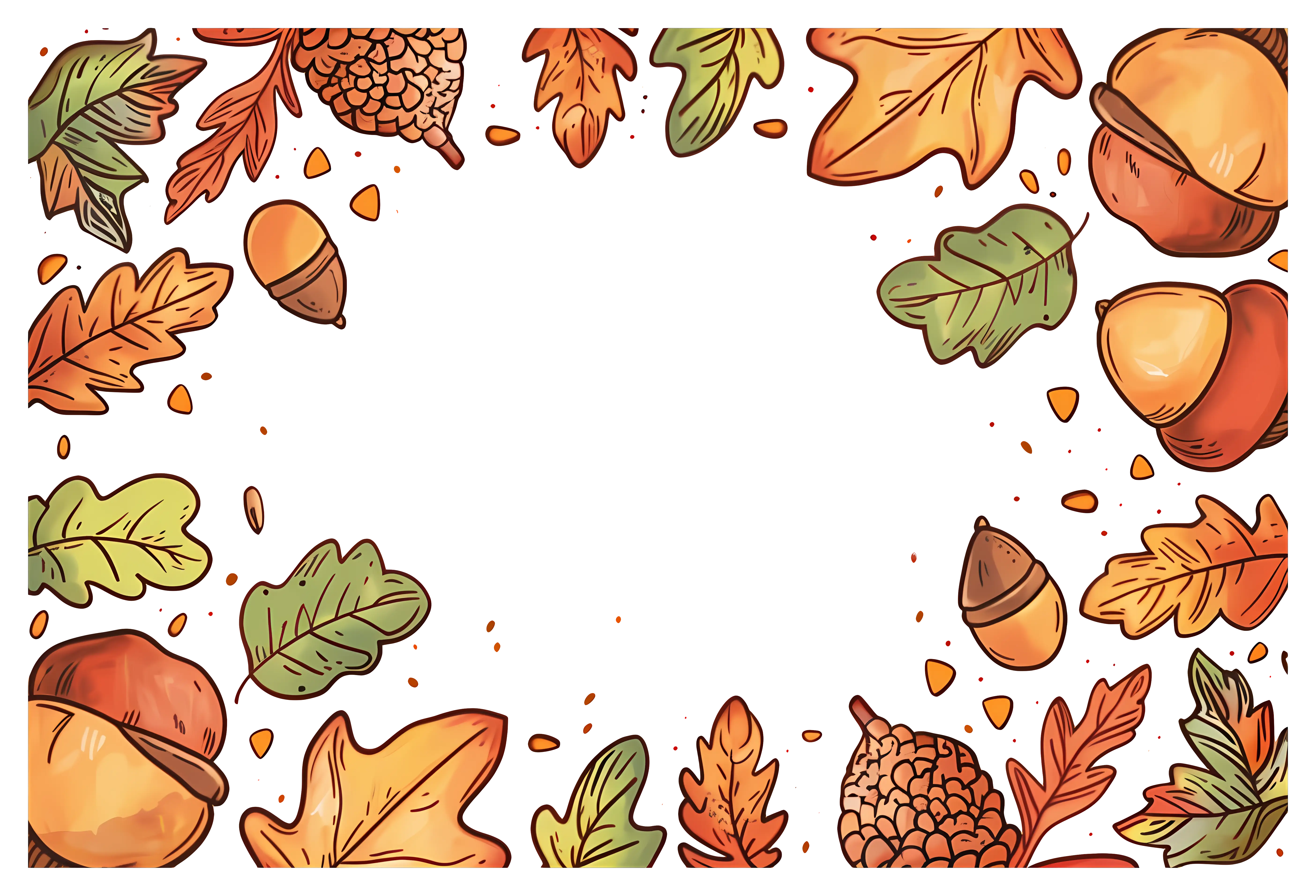 Autumn Acorns and Leaves Frame