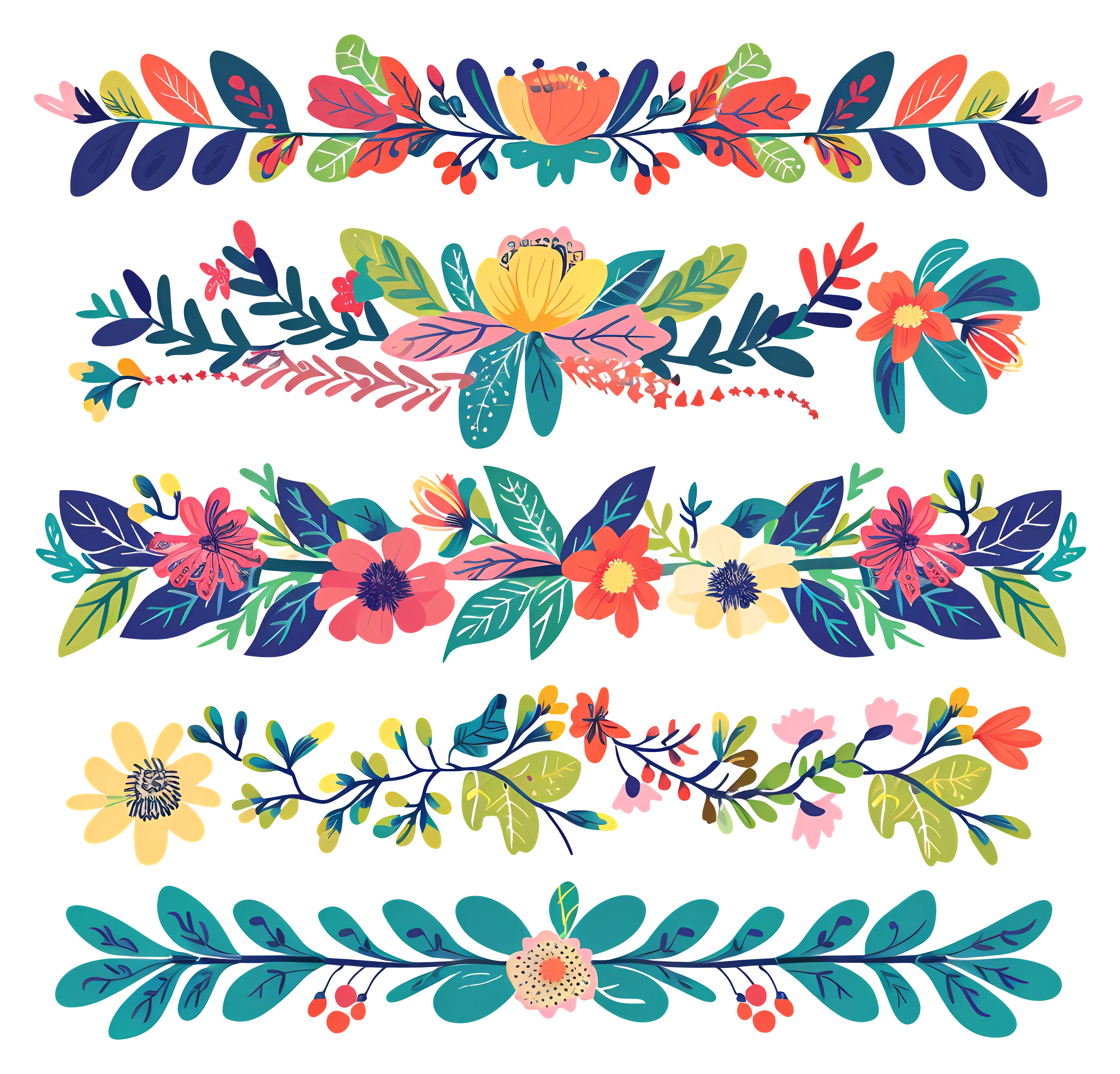 Colorful Floral Borders for Decoration