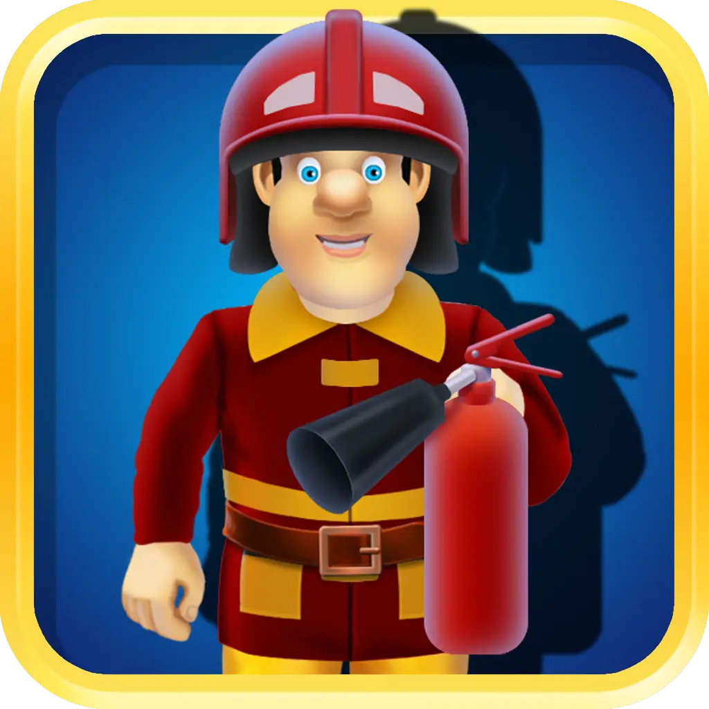 Firefighter Cartoon with Extinguisher