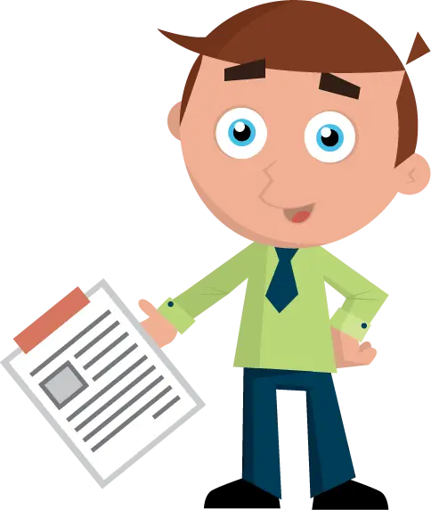Cartoon Man Holding Document