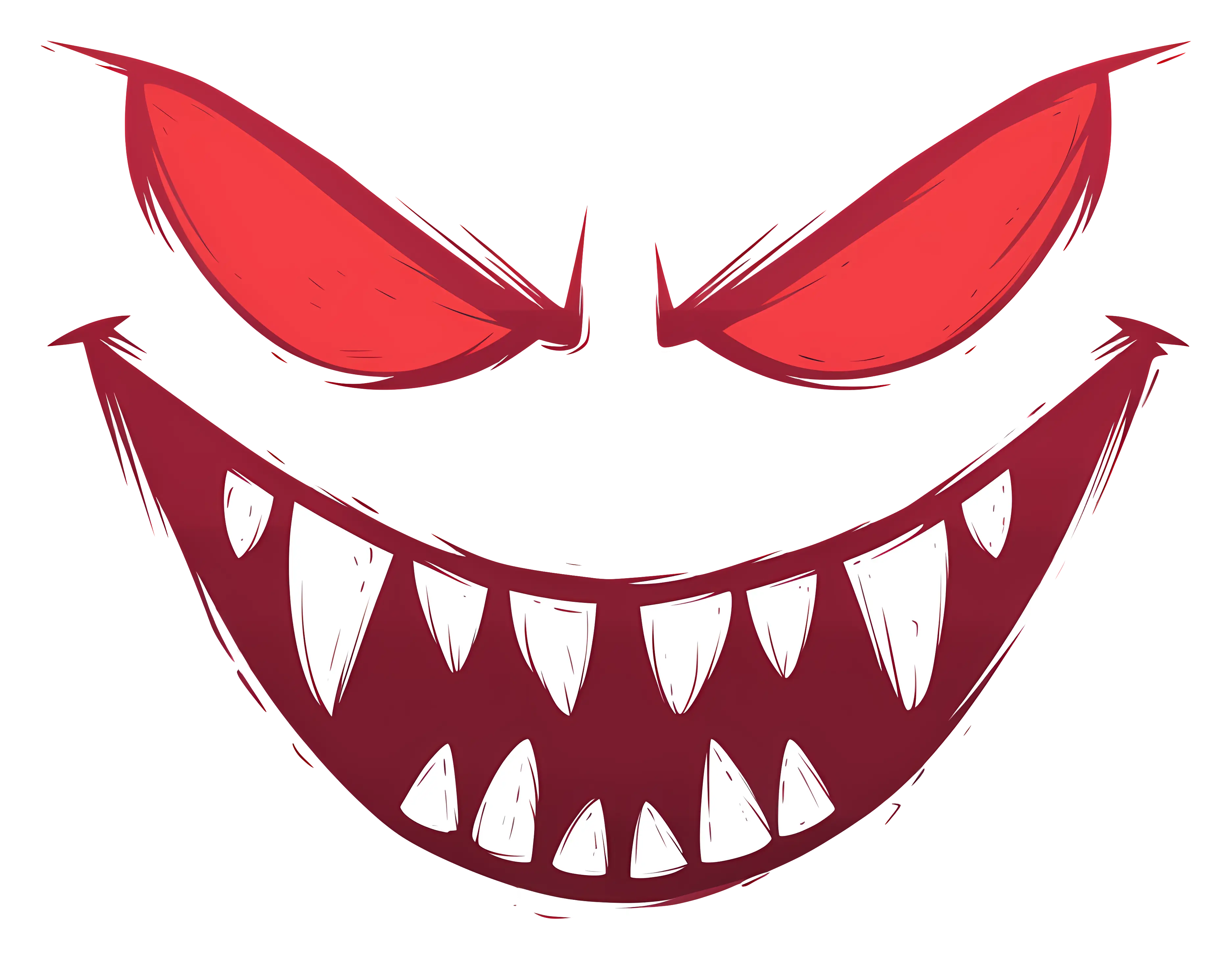 Red Evil Smile with Sharp Teeth