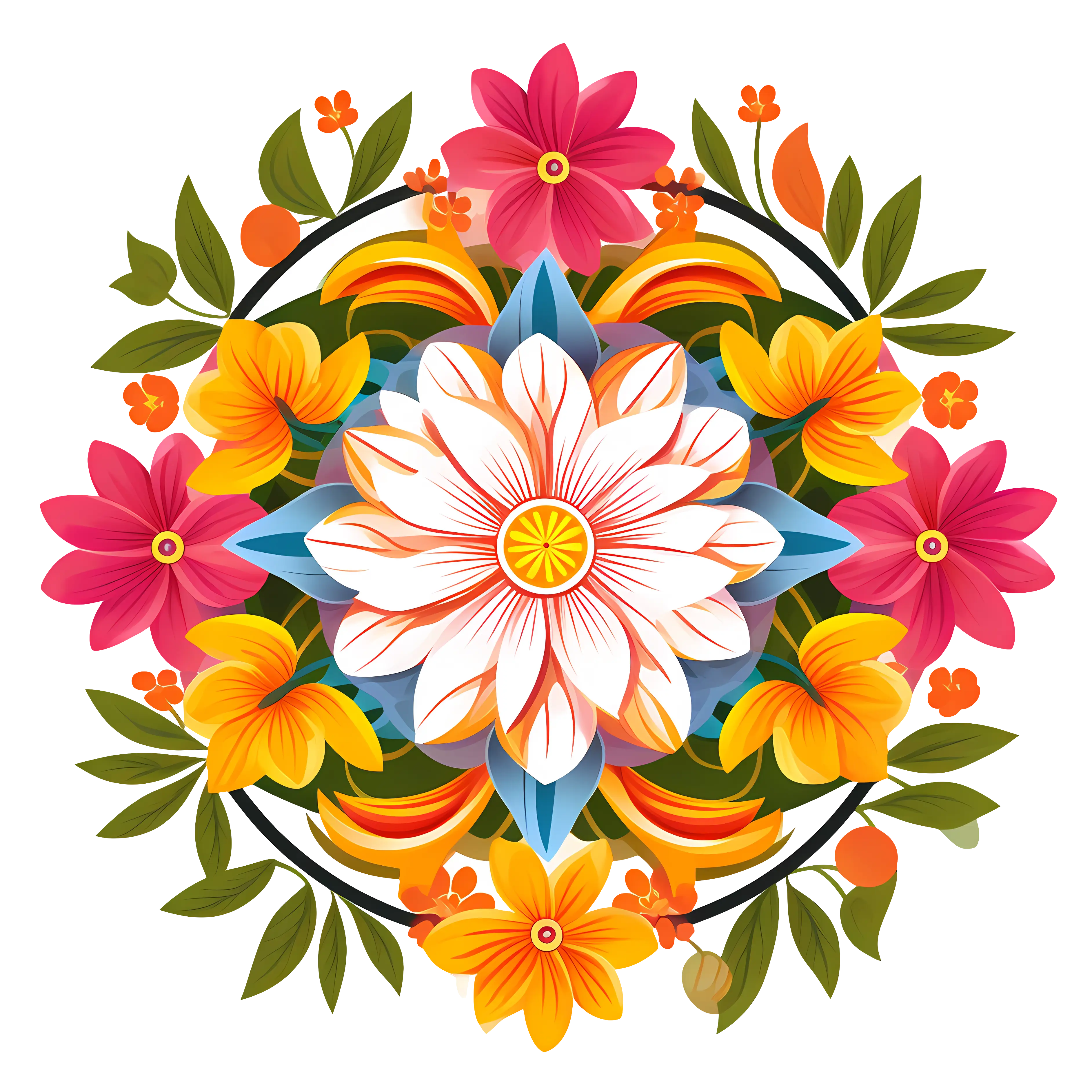 Elegant Colorful Floral Mandala Design