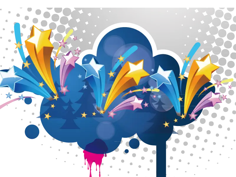 Colorful Stars and Cloud