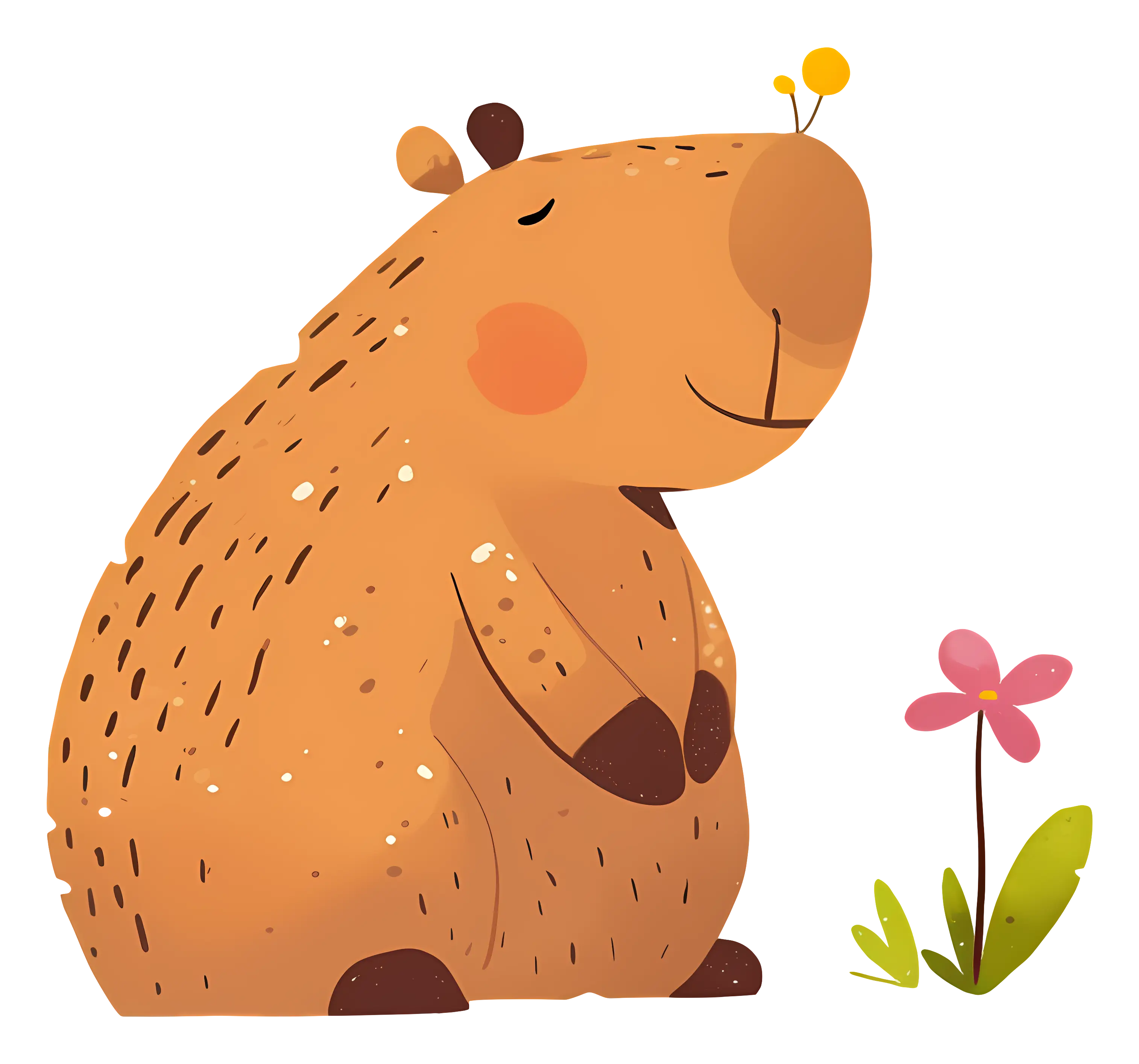 Cute Capybara with a Flower