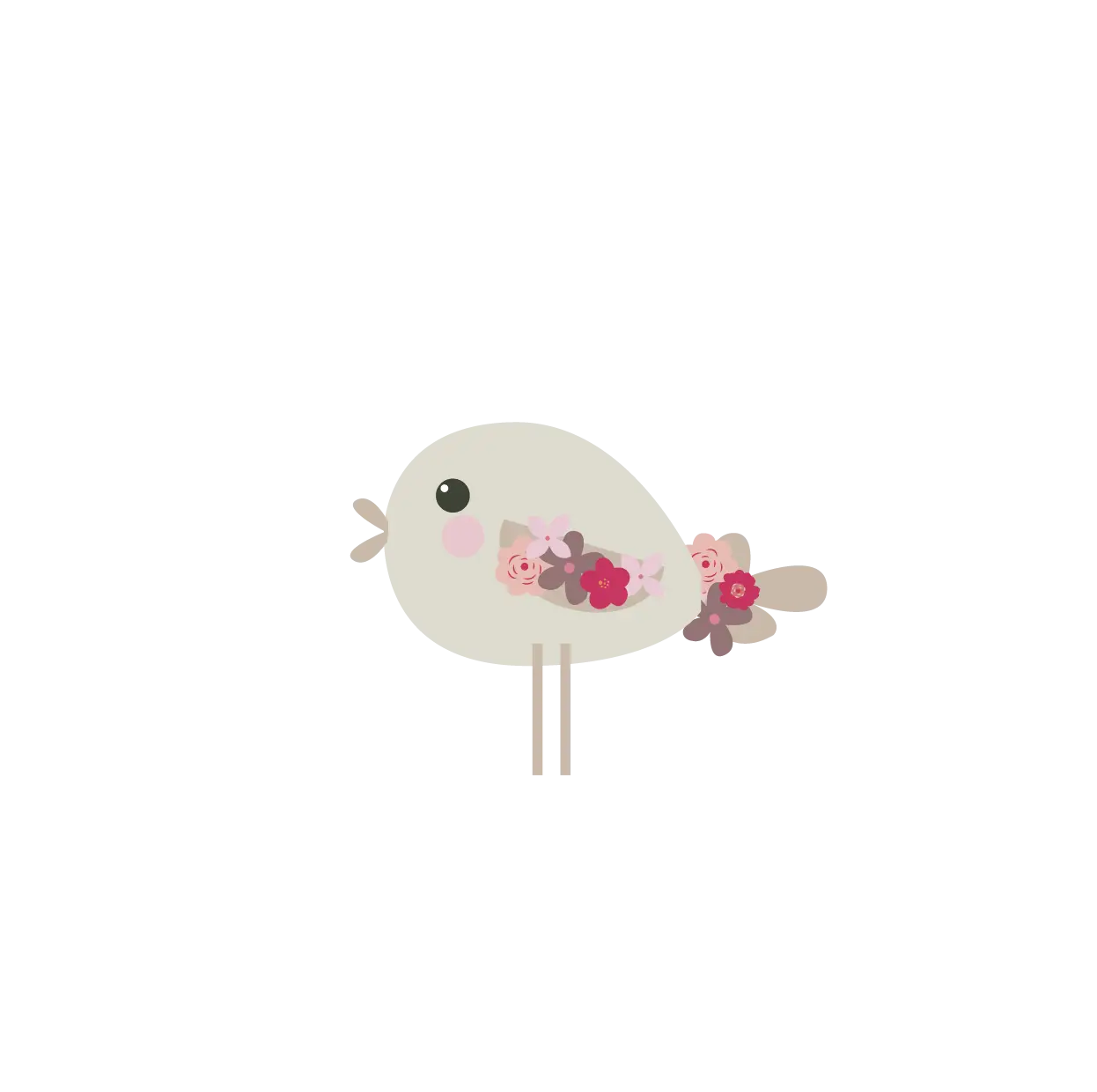 Cute Bird with Flowers