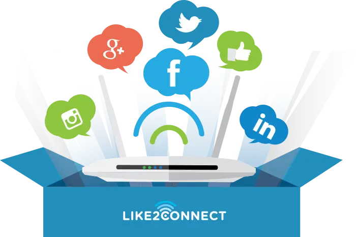 WiFi Router with Social Media Icons