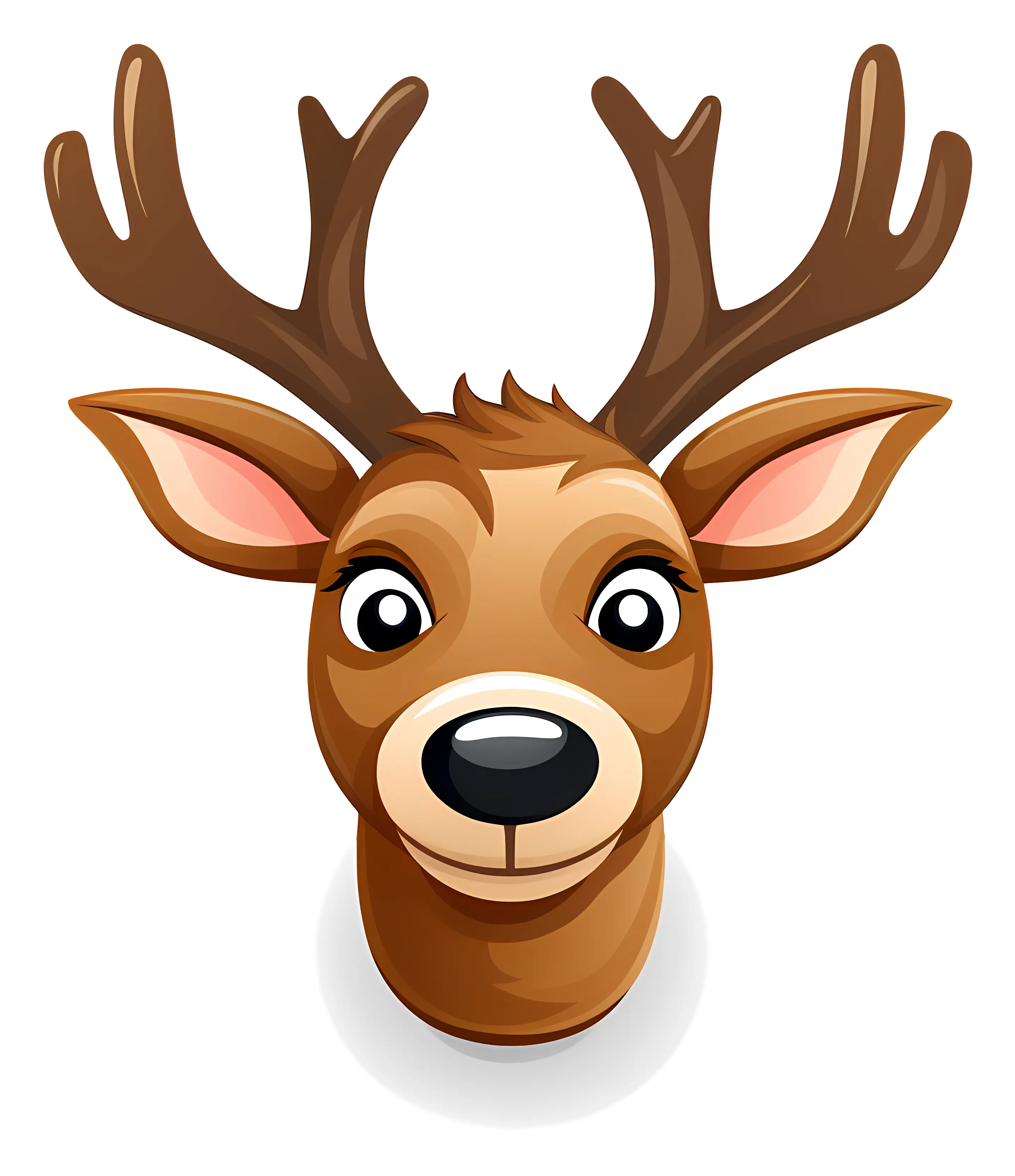 Deer Head Cartoon Illustration with Antlers