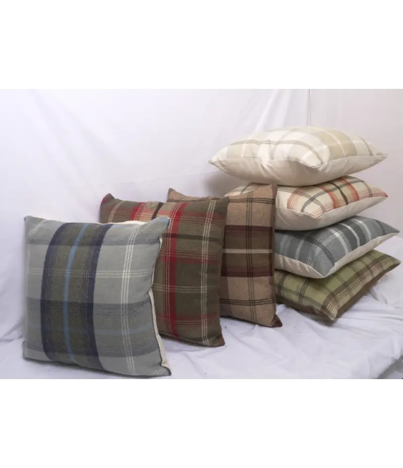 Stack of Plaid Patterned Pillows