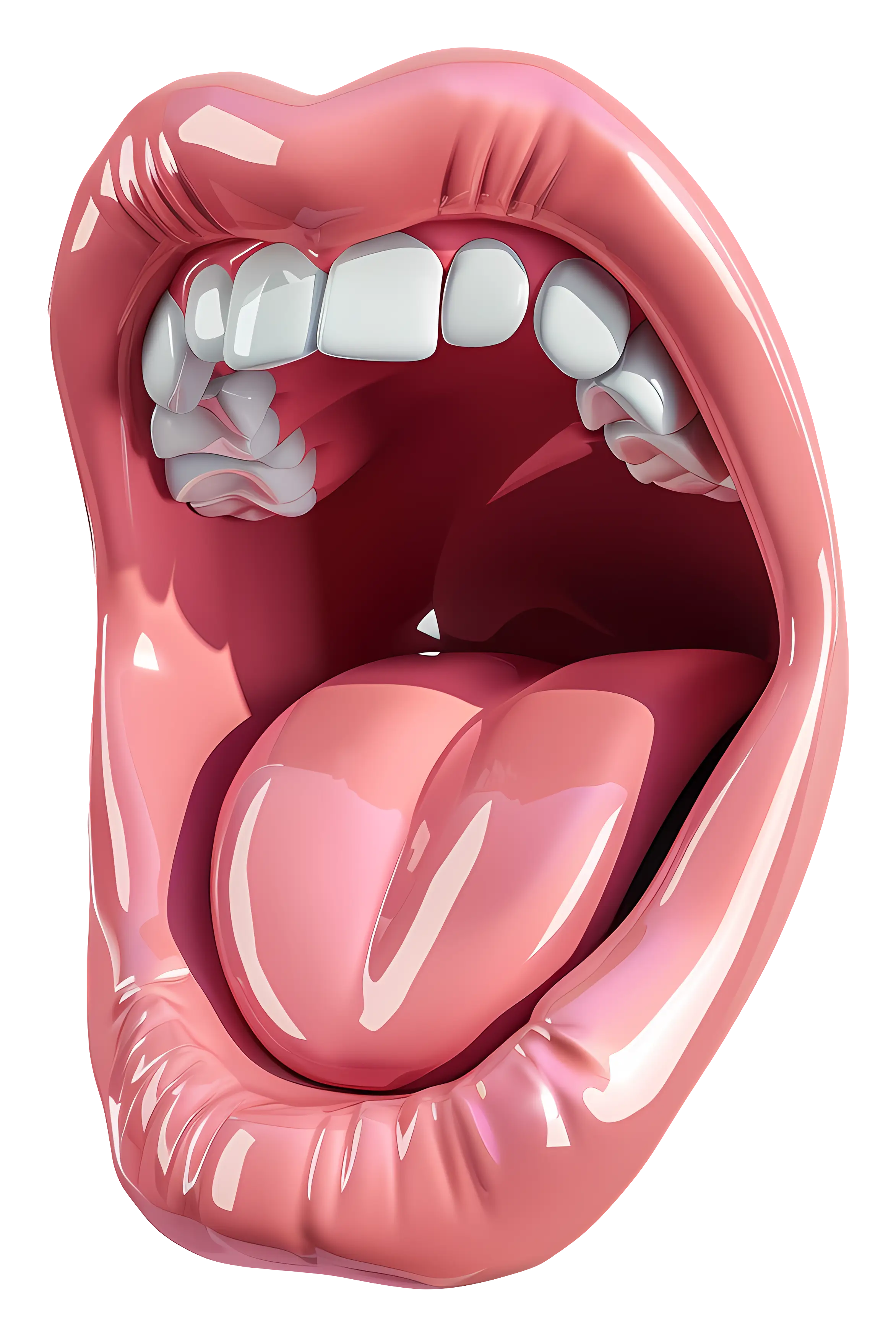 Open Mouth and Tongue in Detailed Illustration