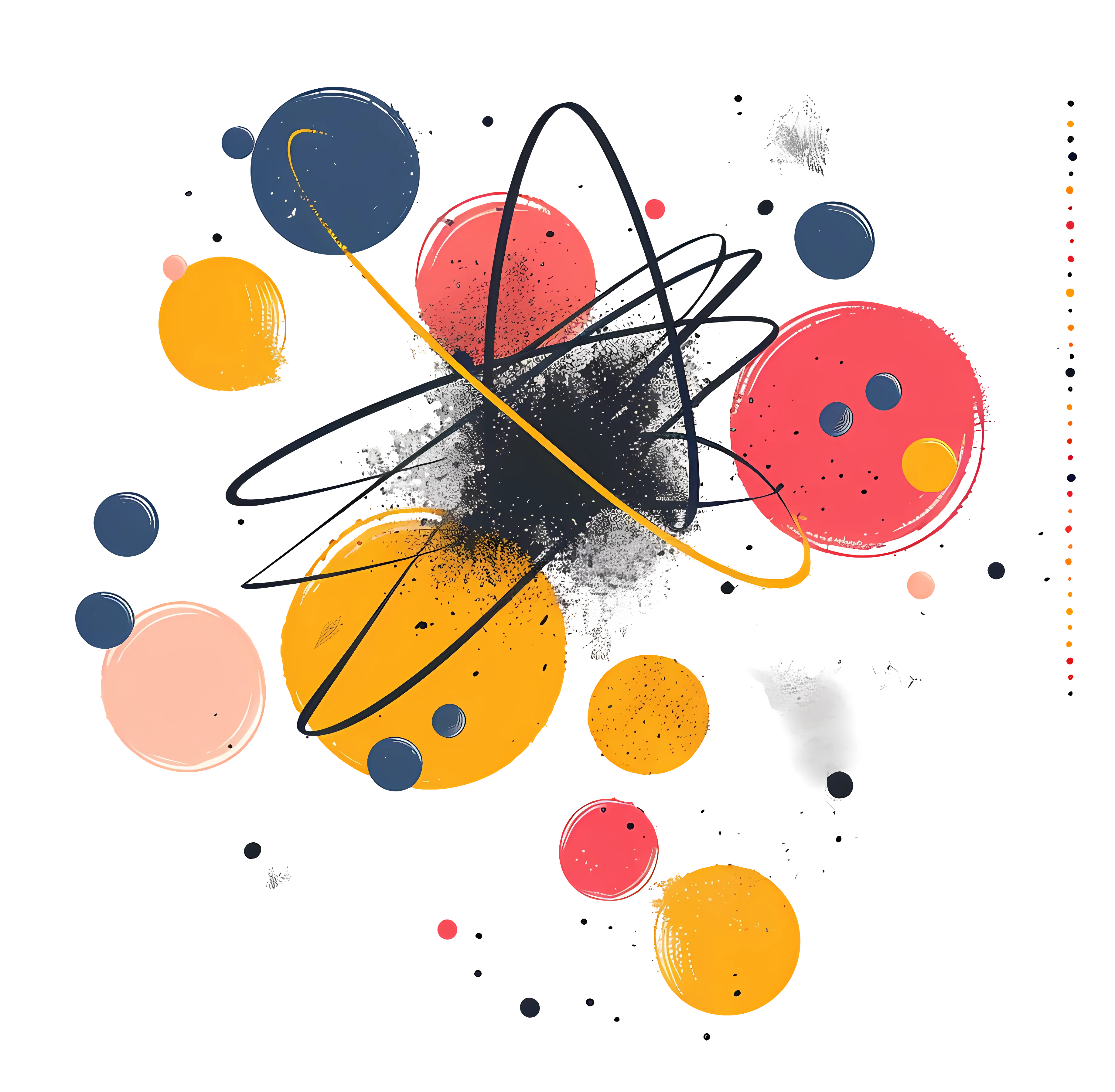 Colorful Abstract Art with Circles and Lines