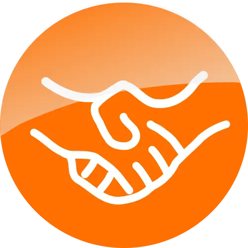 Orange Handshake Symbol for Partnership