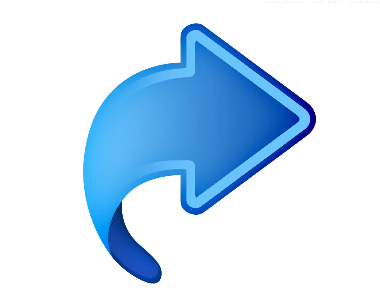 Blue Curved Right Arrow Symbol
