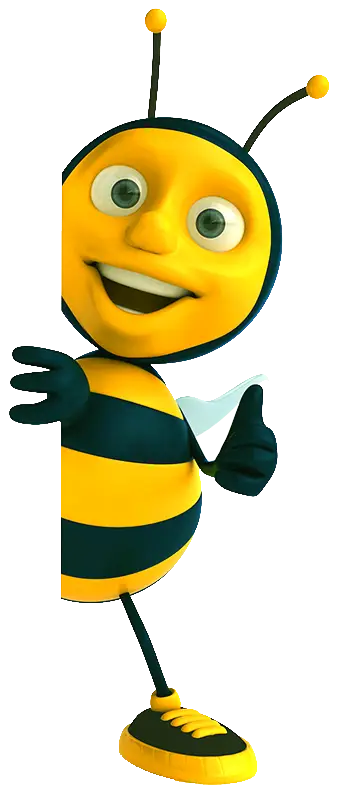 Smiling Cartoon Bee Character Giving a Thumbs Up