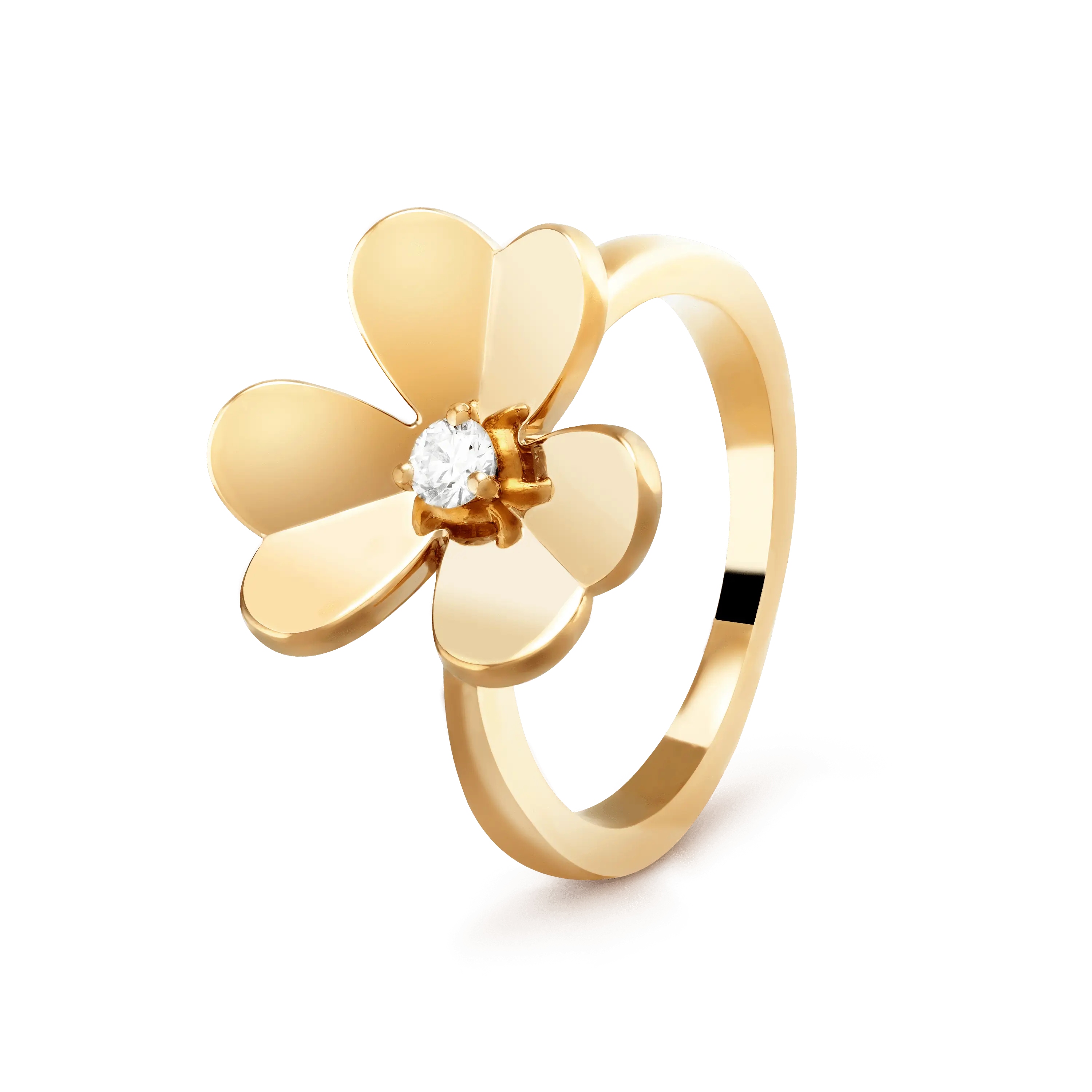 Golden Flower Shaped Ring with Diamond