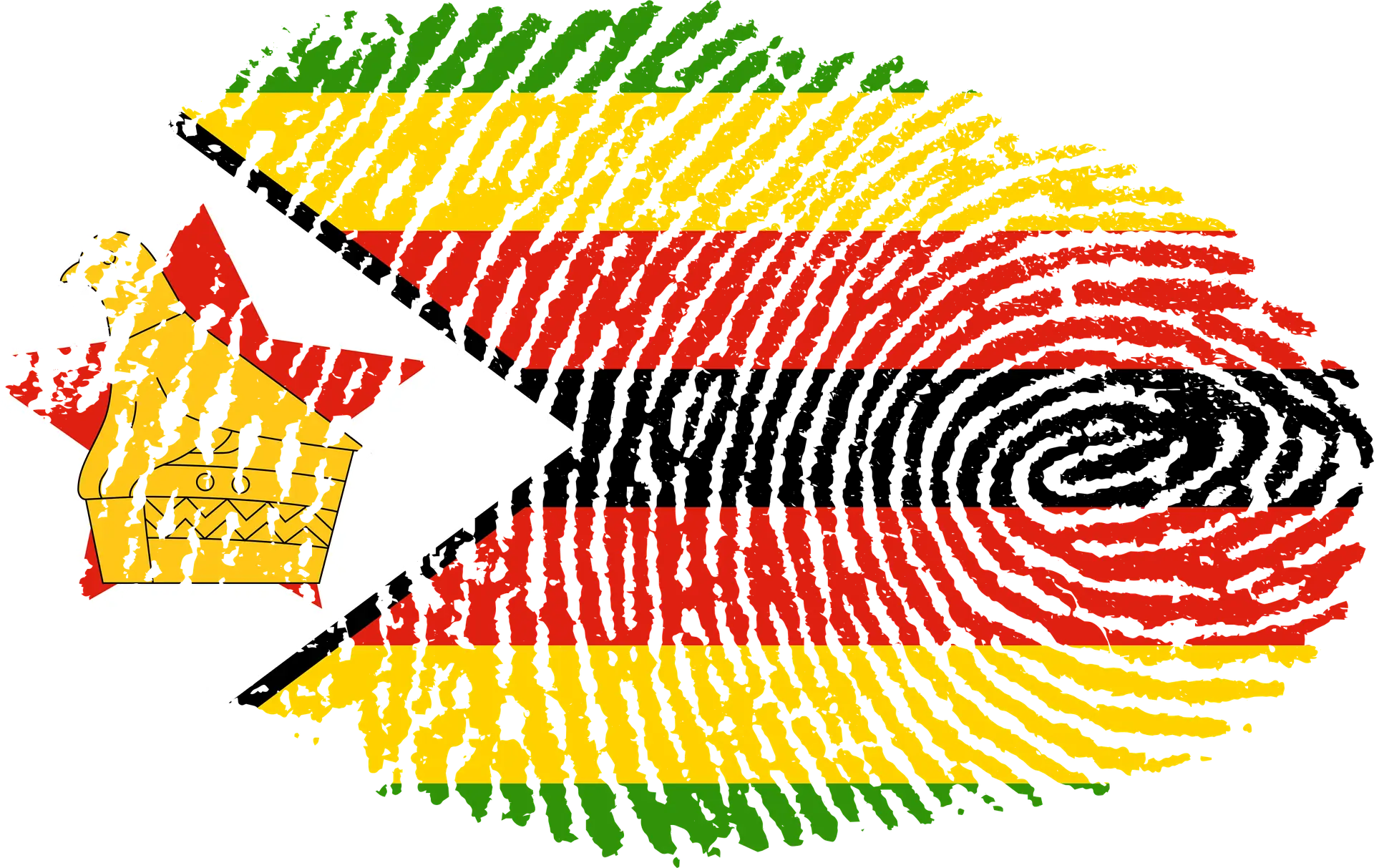 Zimbabwe Flag with Fingerprint Design