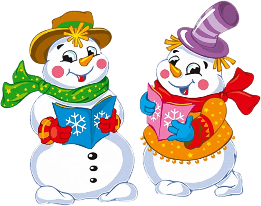 Cartoon Snowmen Carolers