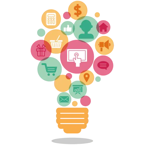 Creative Idea Bulb with Diverse Business Icons