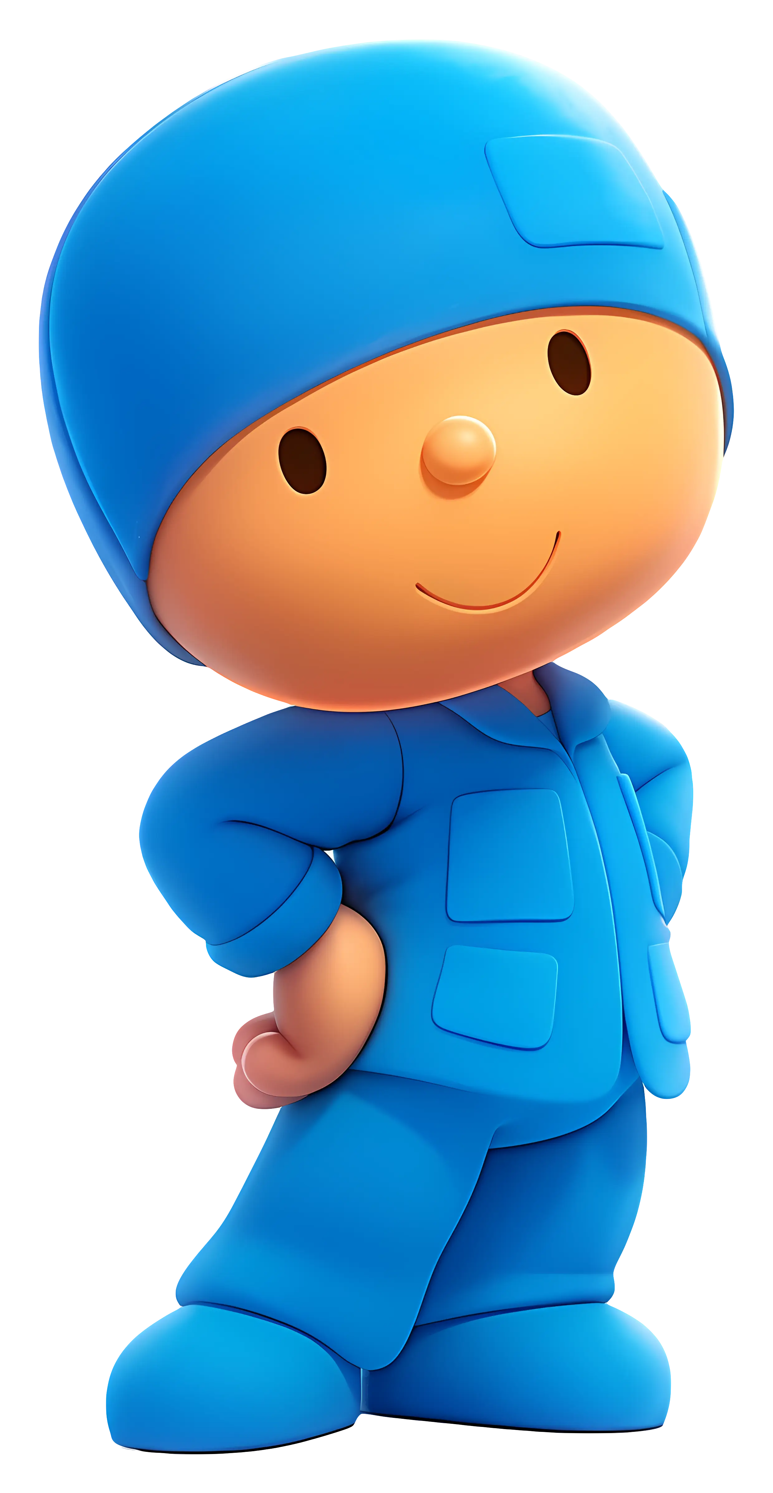 Blue Cartoon Character in Playful Pose