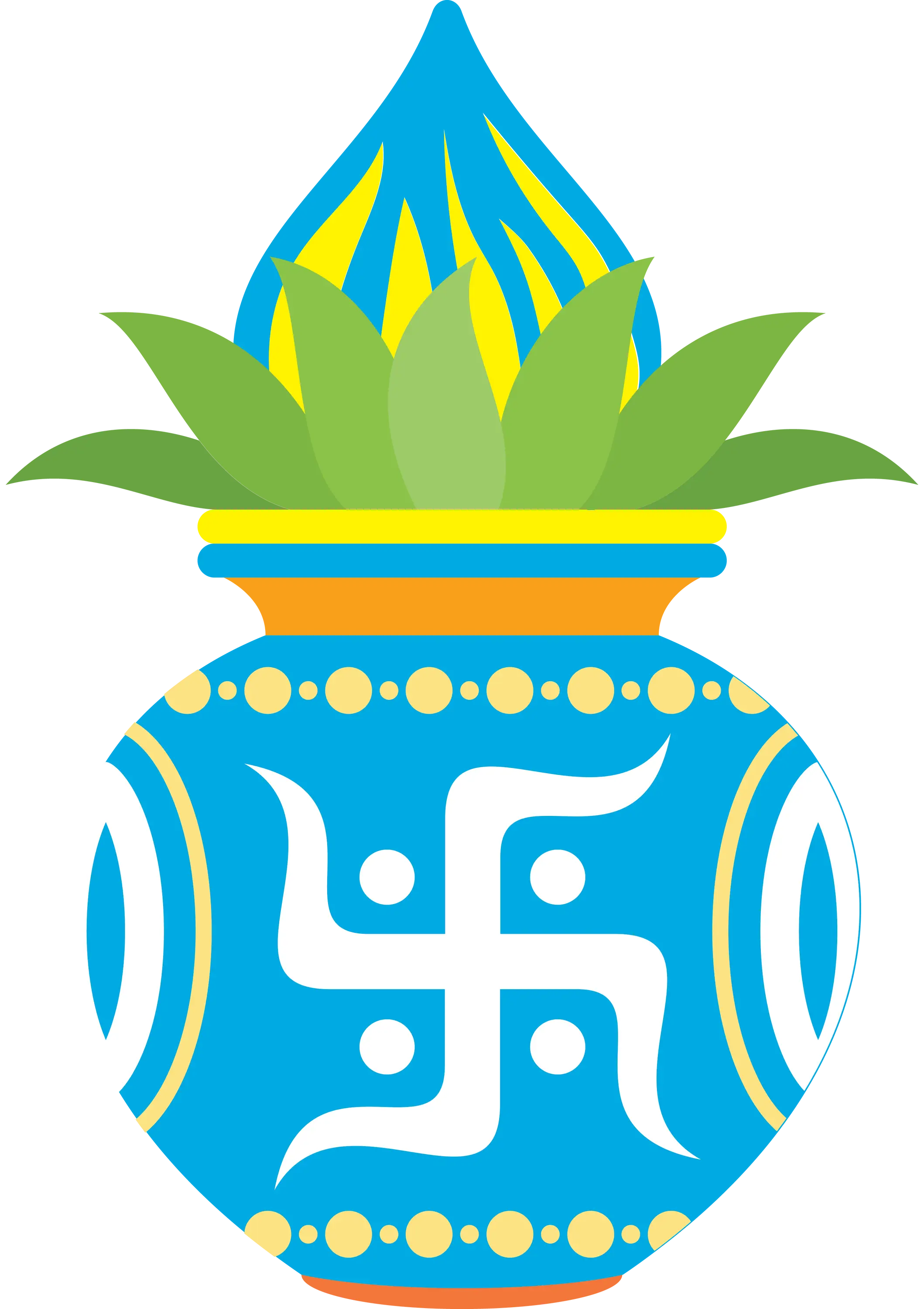 Traditional Blue Pot with Swastika Symbol