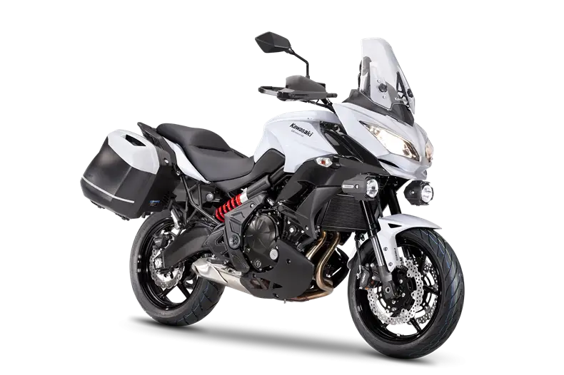 White Touring Motorcycle with Luggage