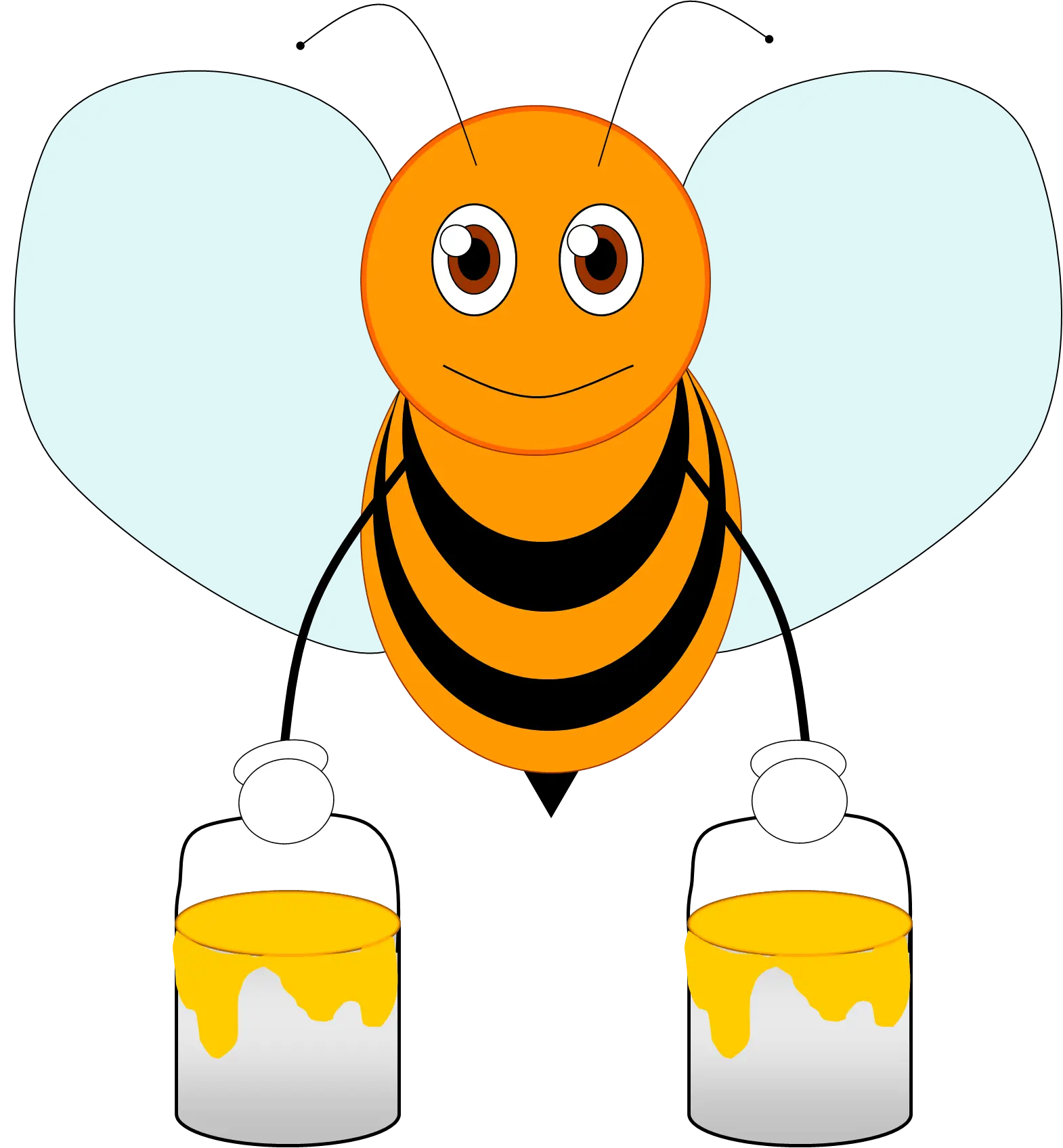 Cute Cartoon Bee Holding Honey Jars
