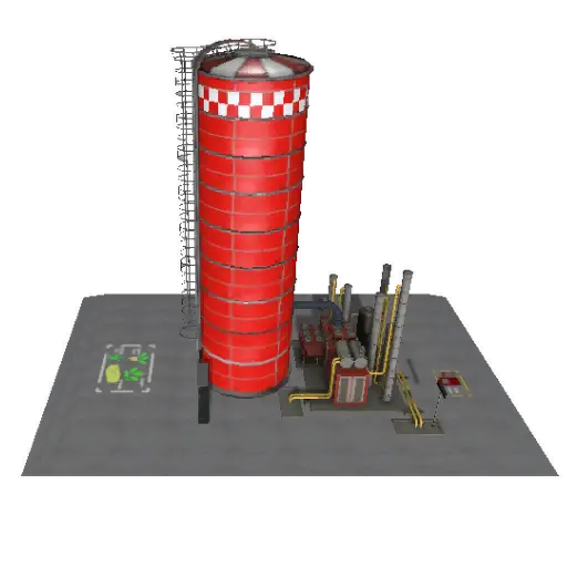 Industrial Plant with Red Silo