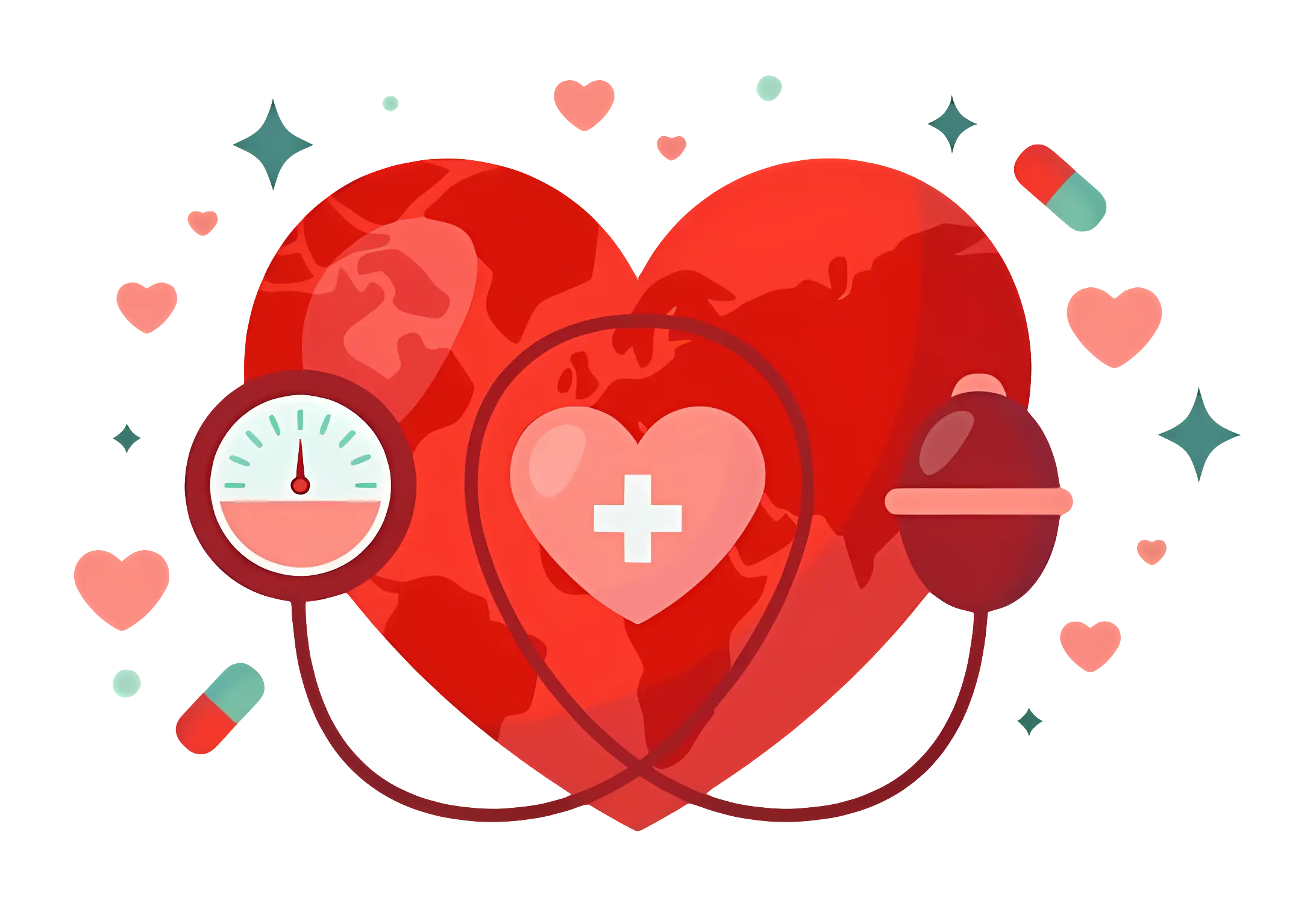 Heart Illustration with Medical Symbols