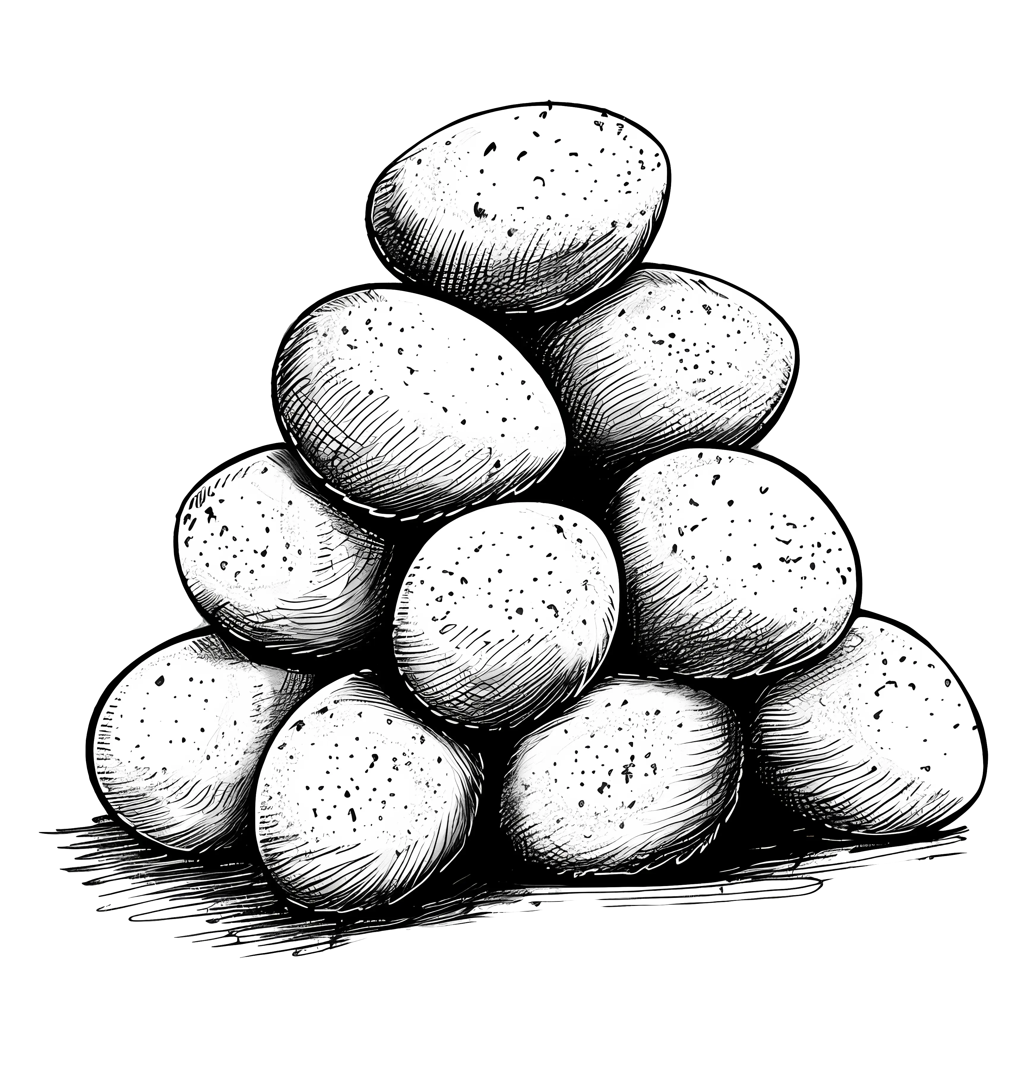 Black and White Pile of Eggs Illustration