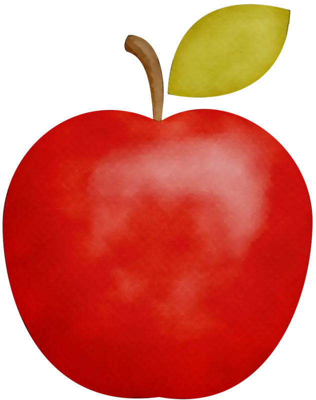 Red Apple with Leaf Illustration