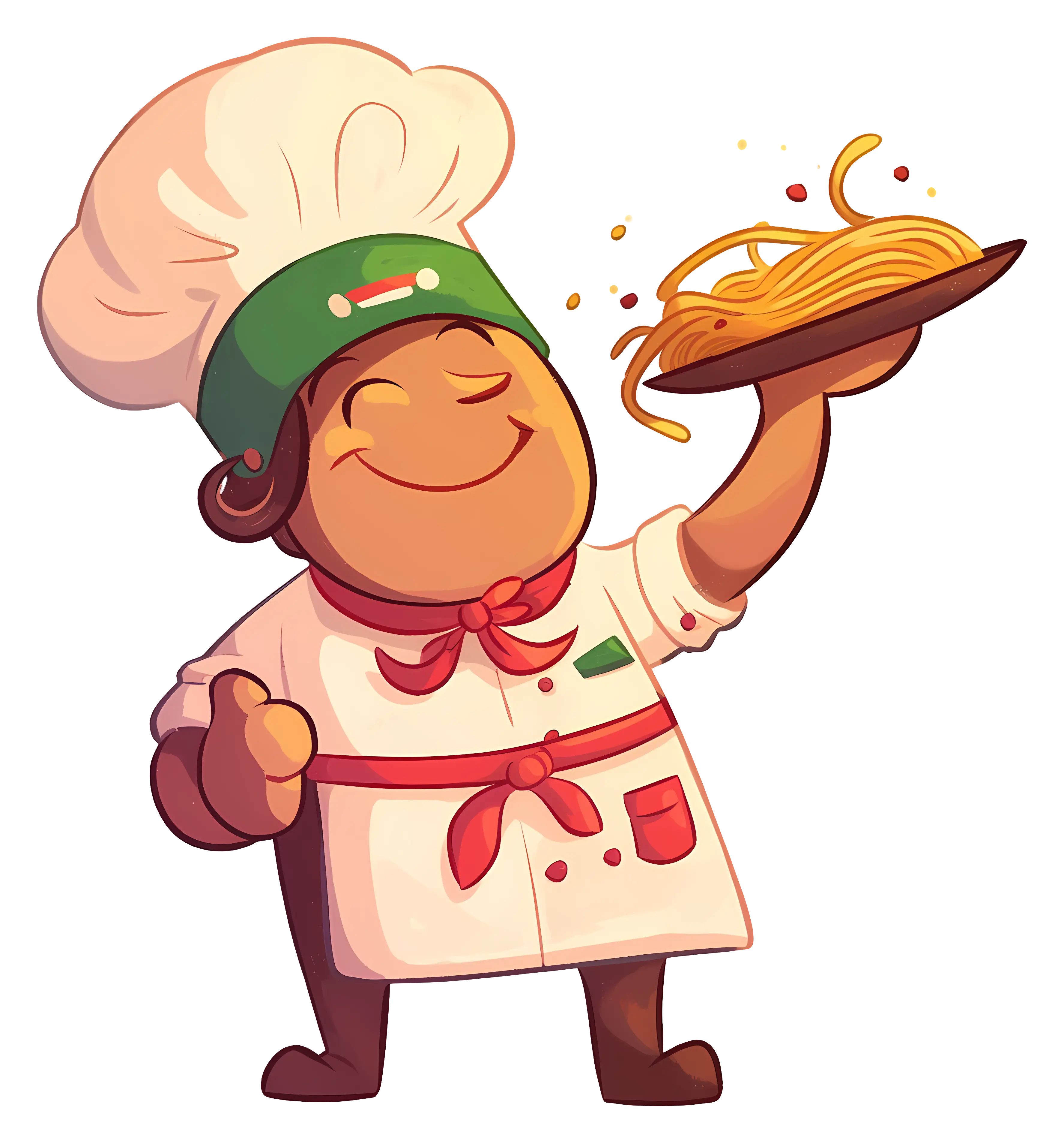 Chef with Spaghetti Illustration